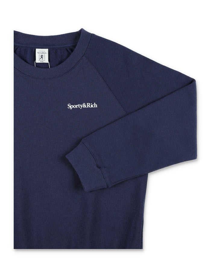 Sporty & Rich Kids blue fleece logo crewneck Dark Navy Cotton Sweatshirt