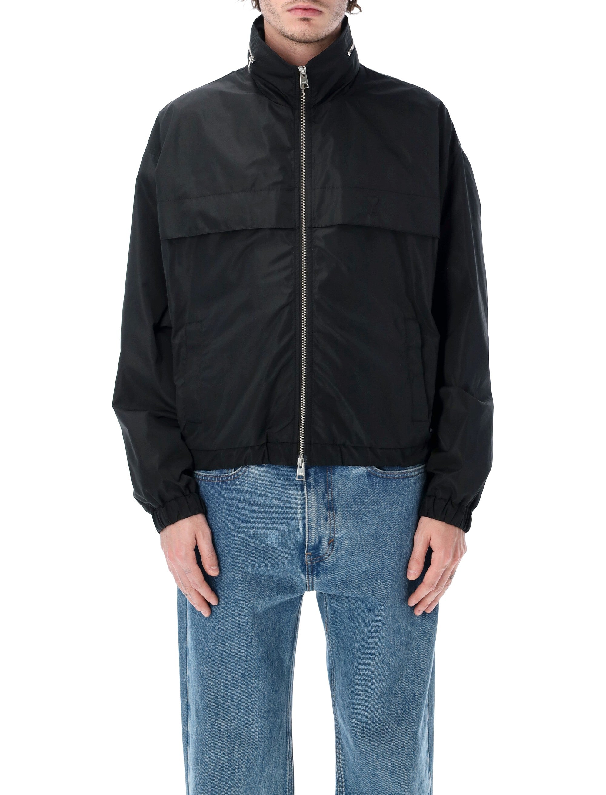 Ami Paris Technical Windbreaker Jacket Black Polyester