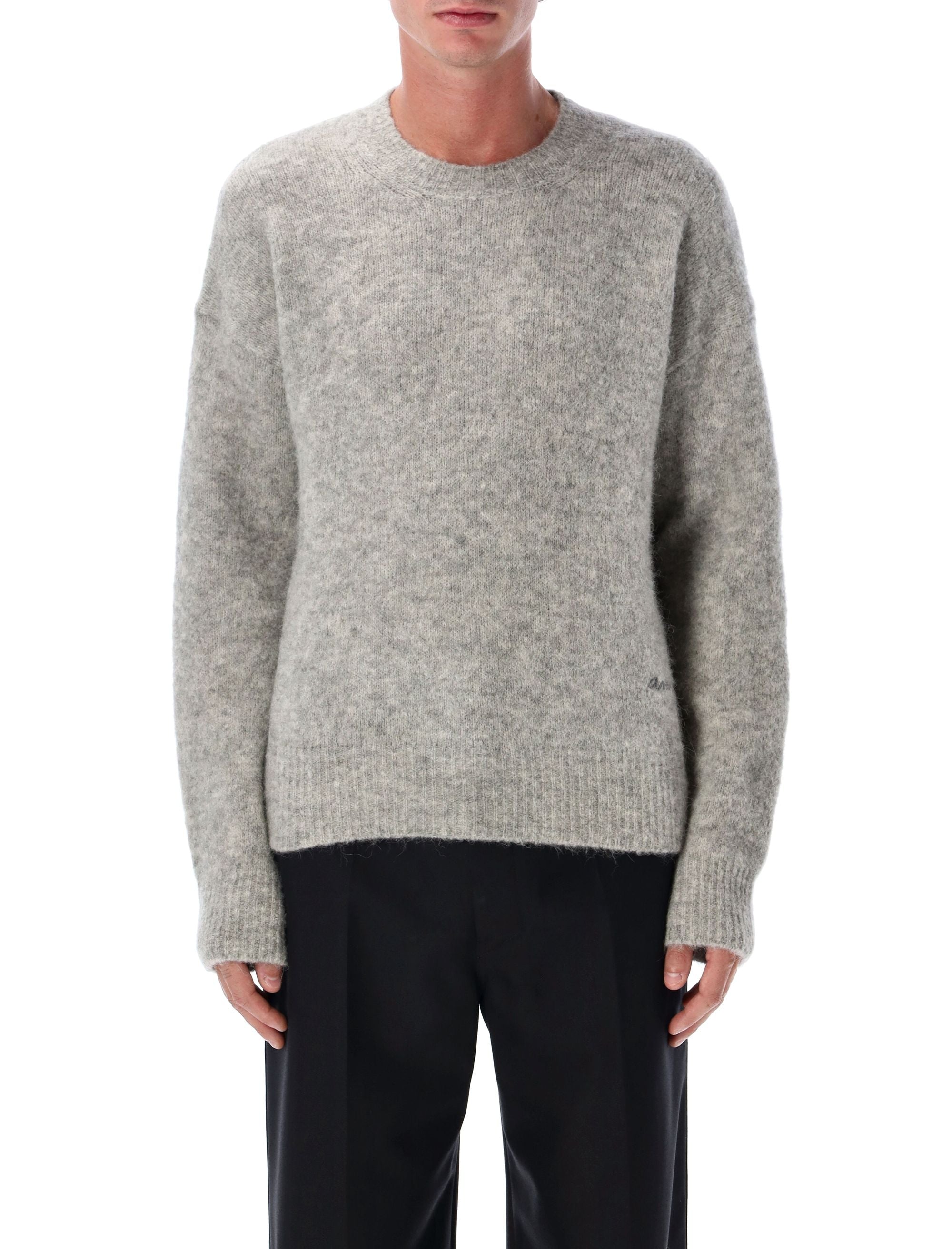 Ami Paris alpaca blend crew neck sweater Grey