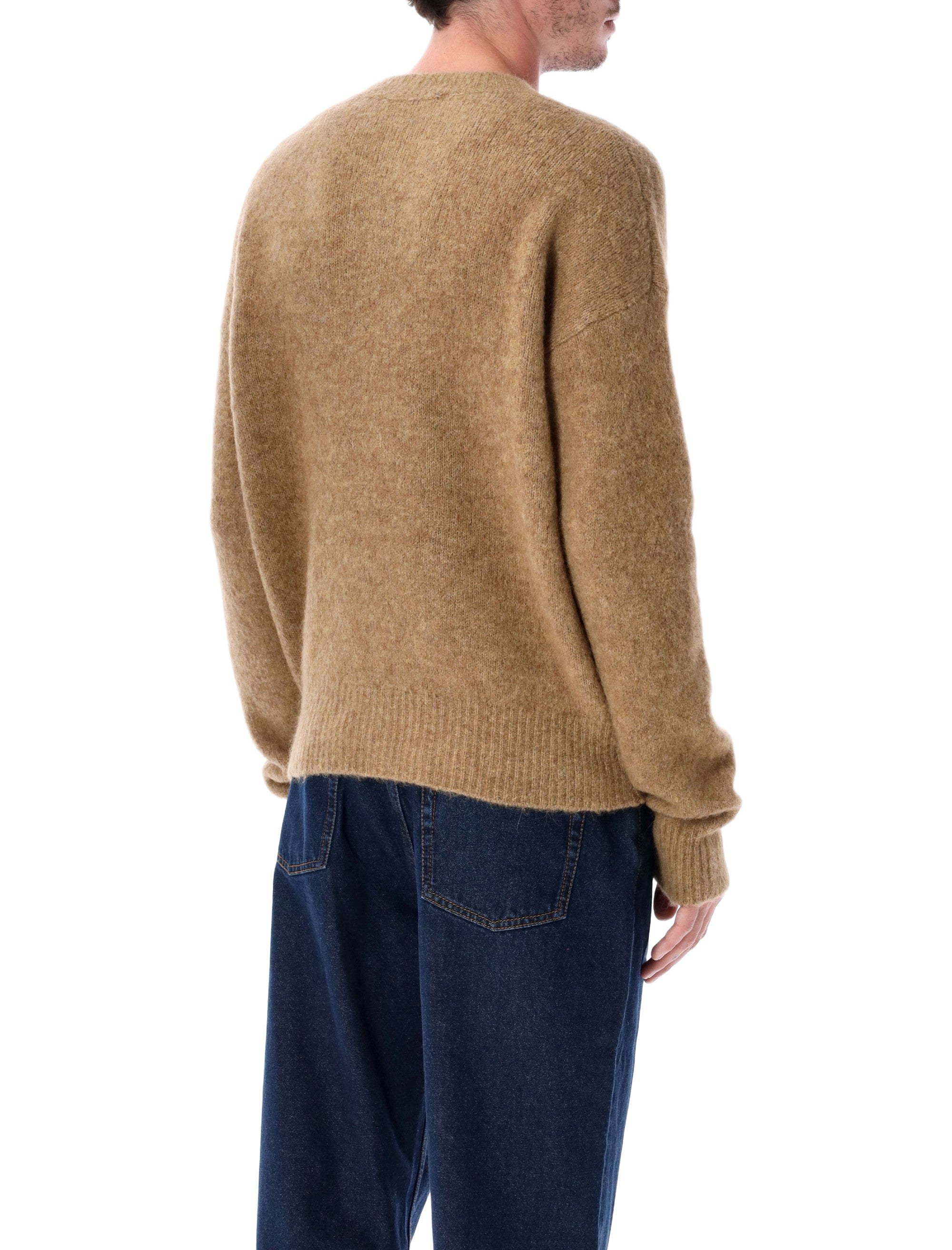 Ami Paris alpaca blend crew neck sweater Camel