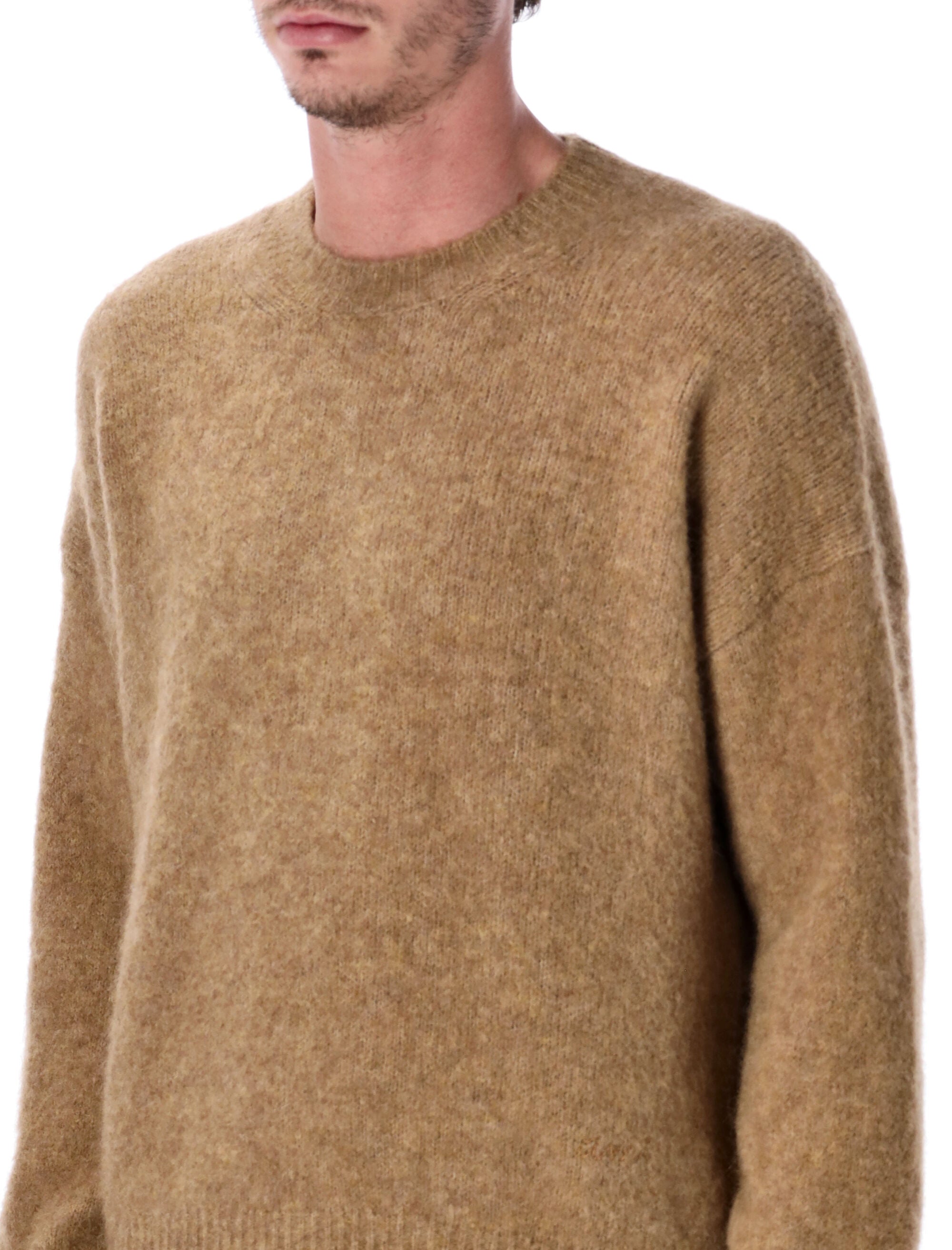 Ami Paris alpaca blend crew neck sweater Camel