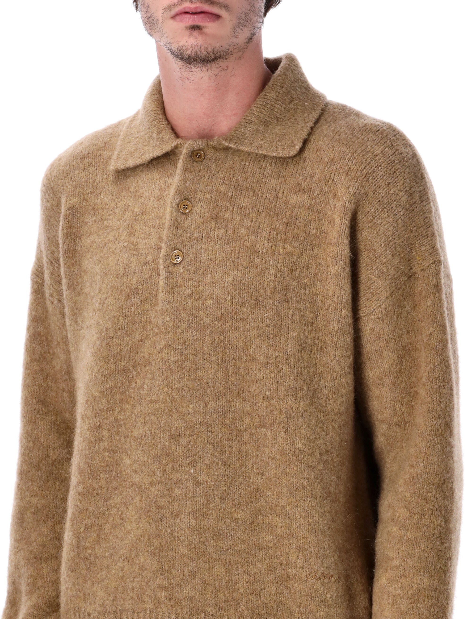 Grey wool and alpaca polo sweater Ami Paris Camel