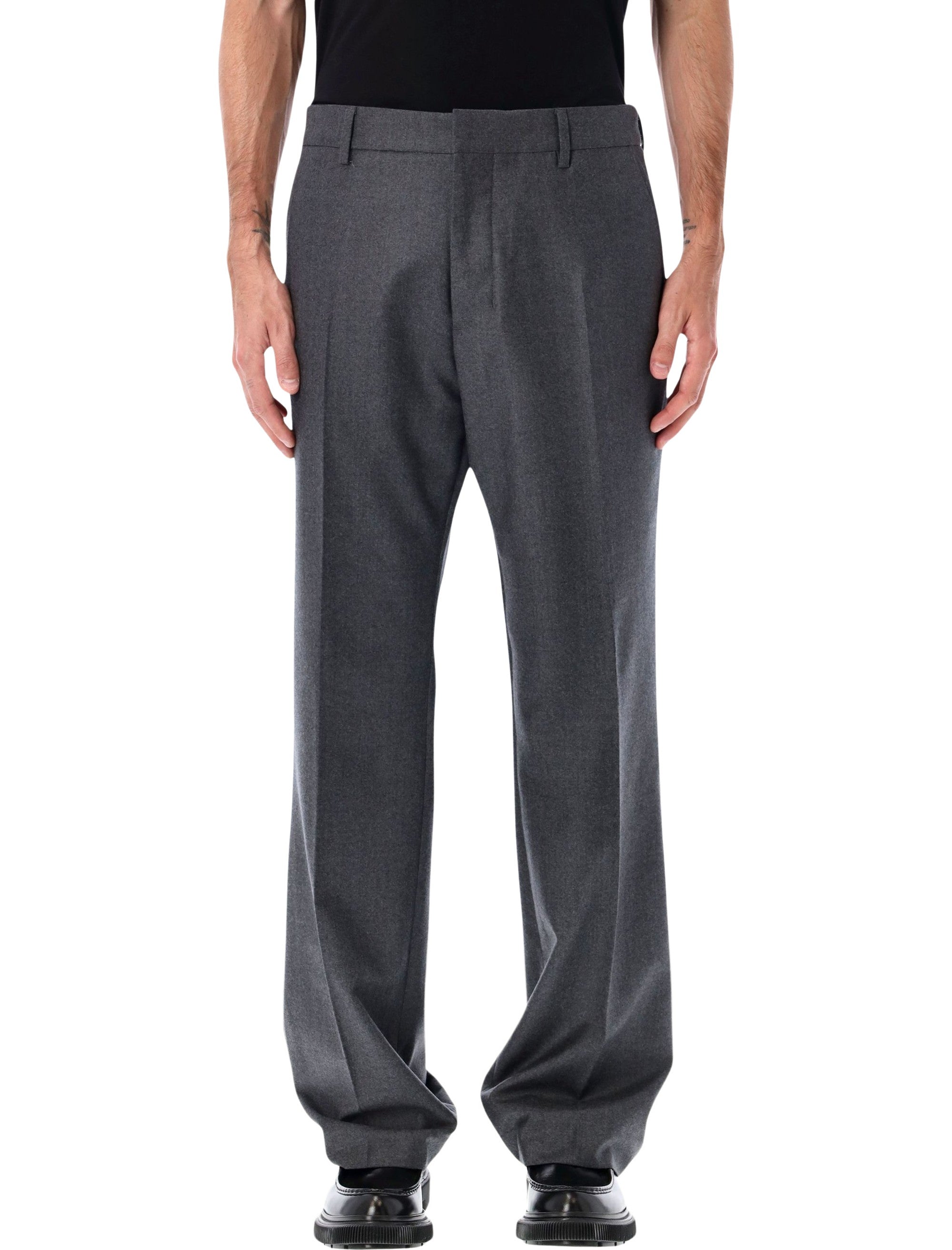 Ami Paris Grey Wool Classic Trousers Anthracite Virgin Pant
