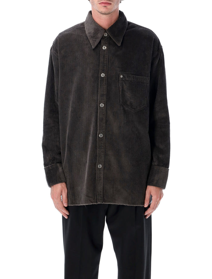 Ami Paris Corduroy Overshirt Anthracite Cotton Shirt