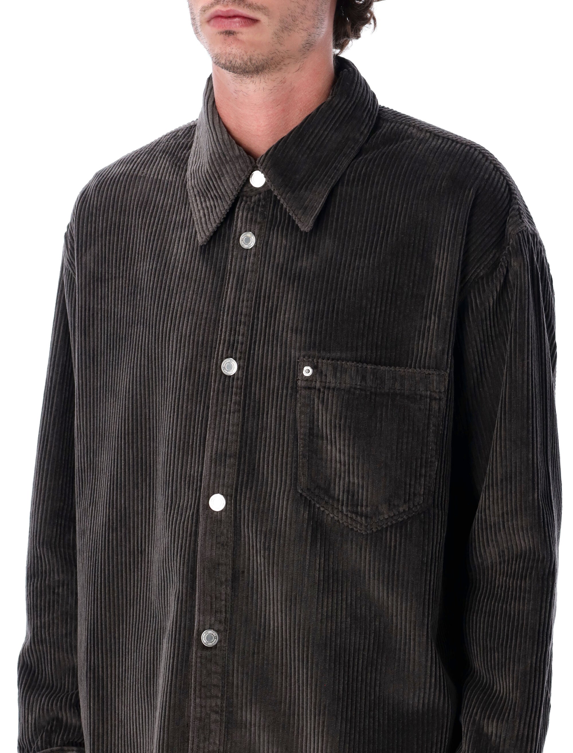 Ami Paris Corduroy Overshirt Anthracite Cotton Shirt