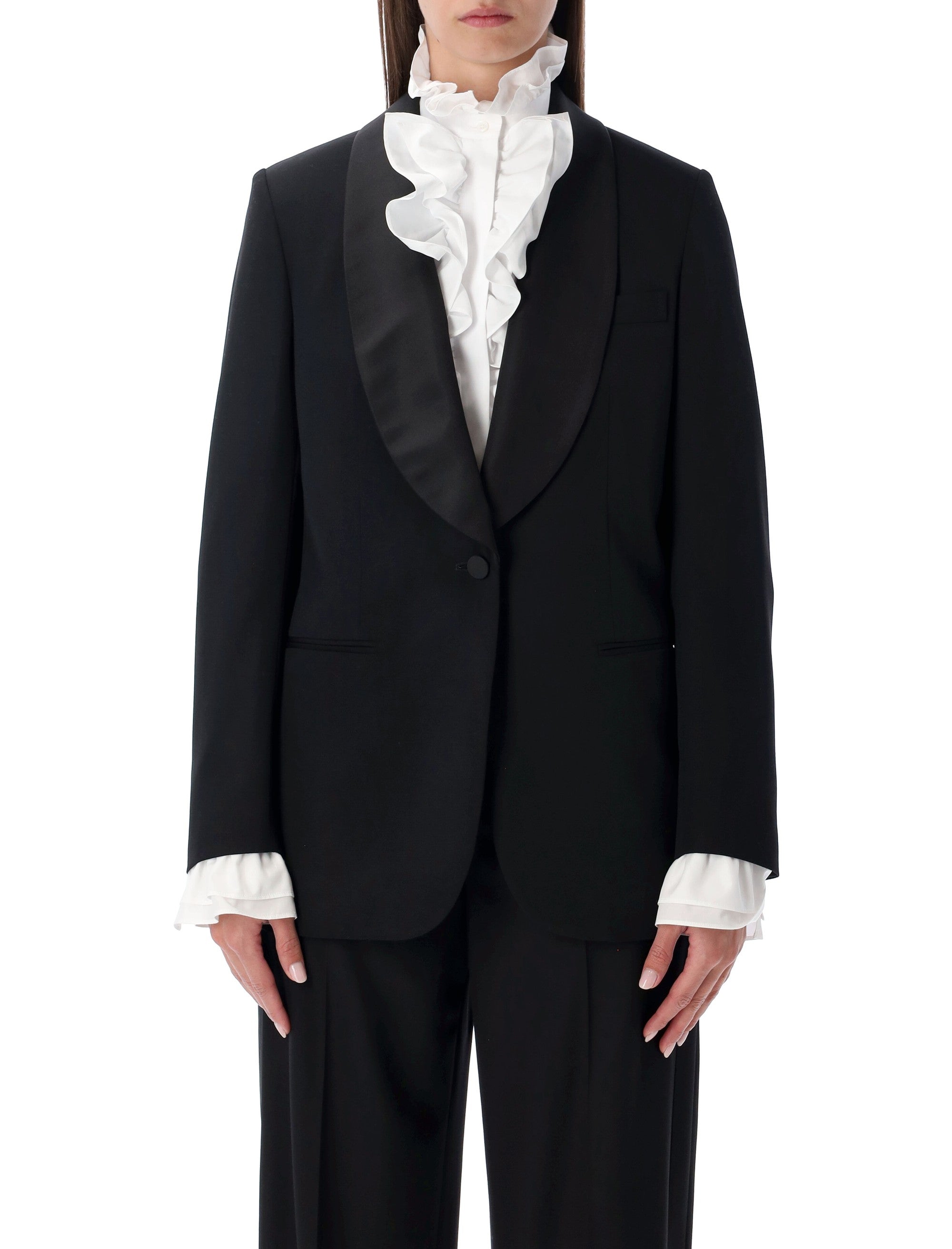 Ralph Lauren Sutton slim grain de poudre tuxedo Jacket Black Wool Lapels Blazer