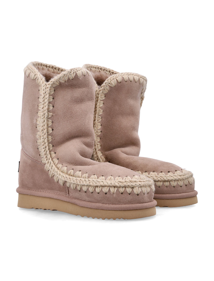 Mou Eskimo 24 sheepskin boots with crochet stitching Camel Upper