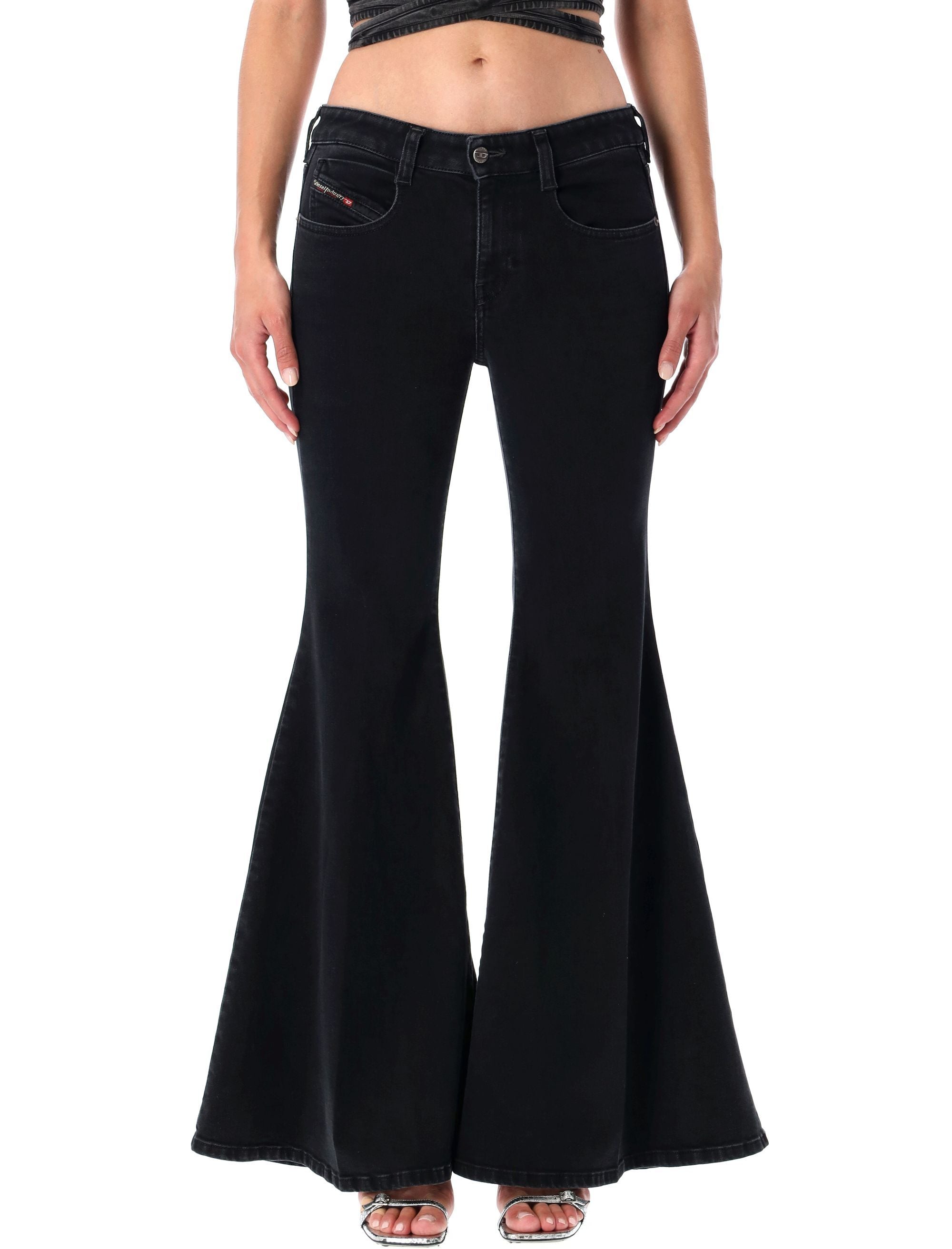 Black Low-rise Flared Jeans Diesel 1970 D-Bleess Cotton