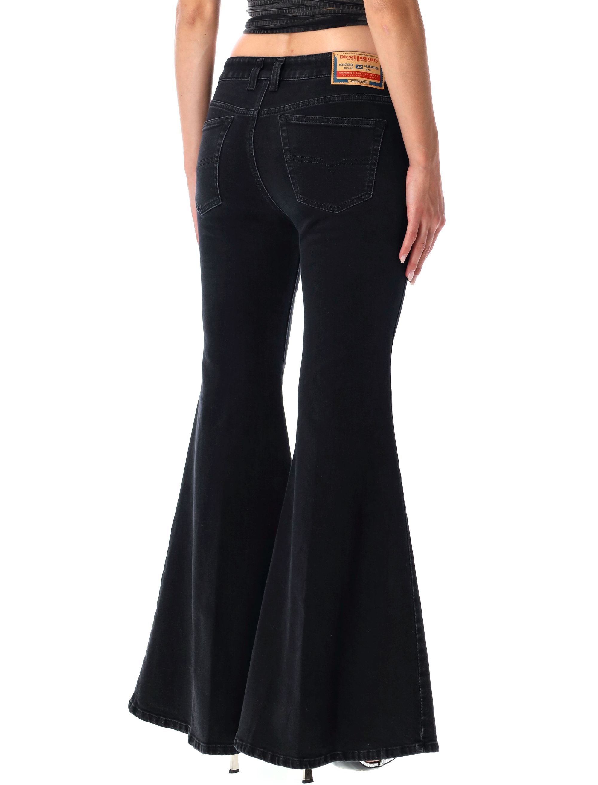 Black Low-rise Flared Jeans Diesel 1970 D-Bleess Cotton