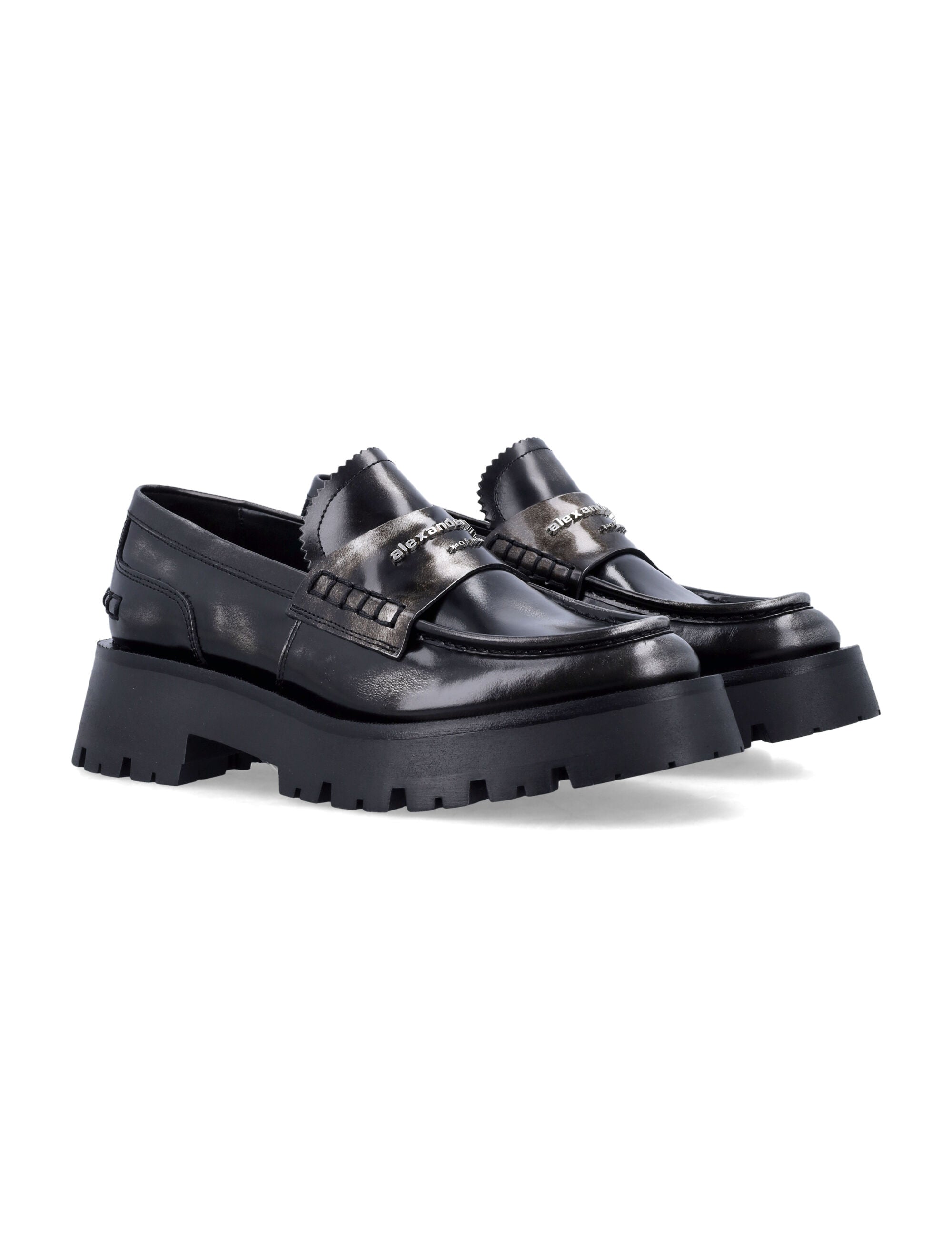 Alexander Wang two-tone leather loafers Black/grey Upper