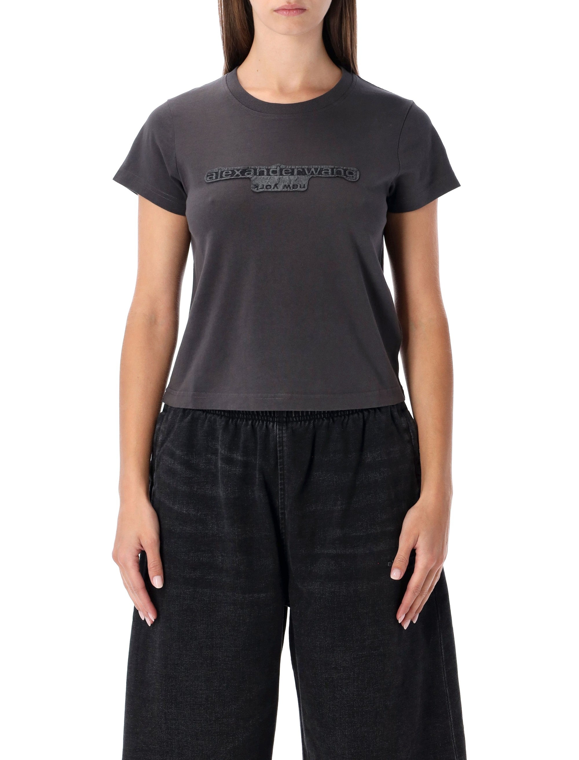 Alexander Wang grey délavé cotton t-shirt with logo Washed Black Bean Tshirt