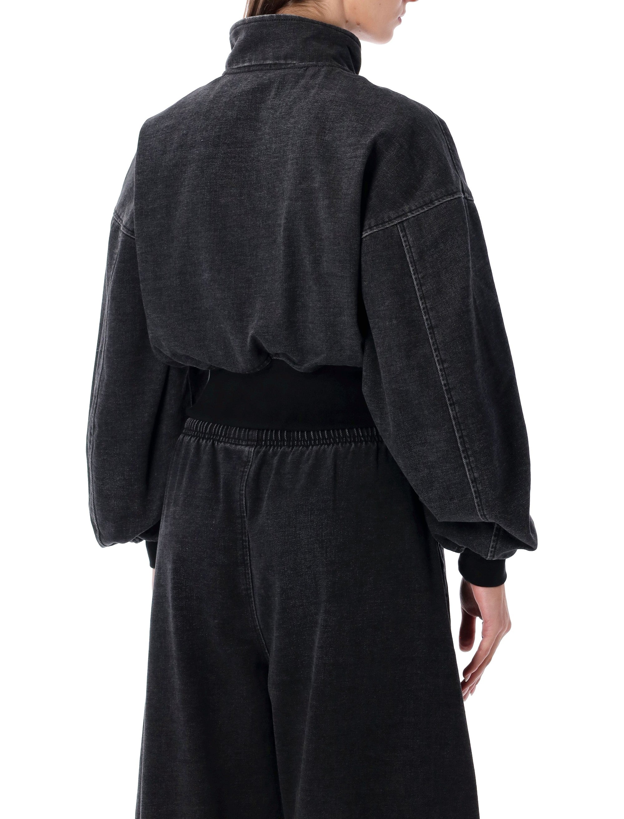 Alexander Wang black denim funnel neck jacket Faded Cotton