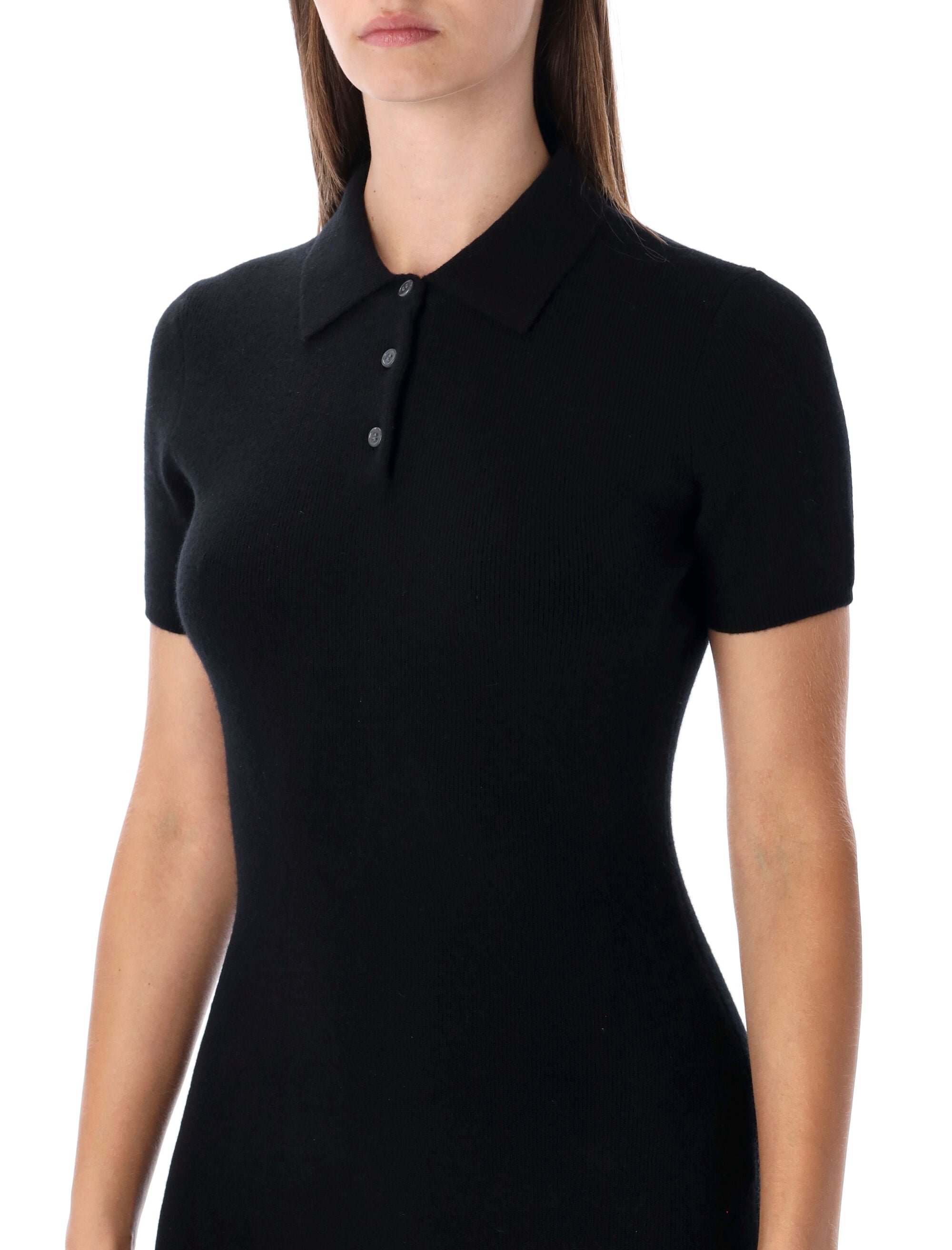 T By Alexander Wang Black Wool Polo Mini Dress