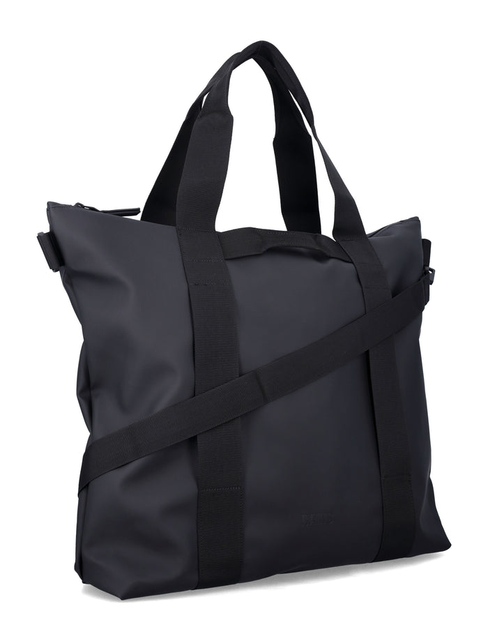 Rains Black Waterproof Tote Bag Polyester Coating
