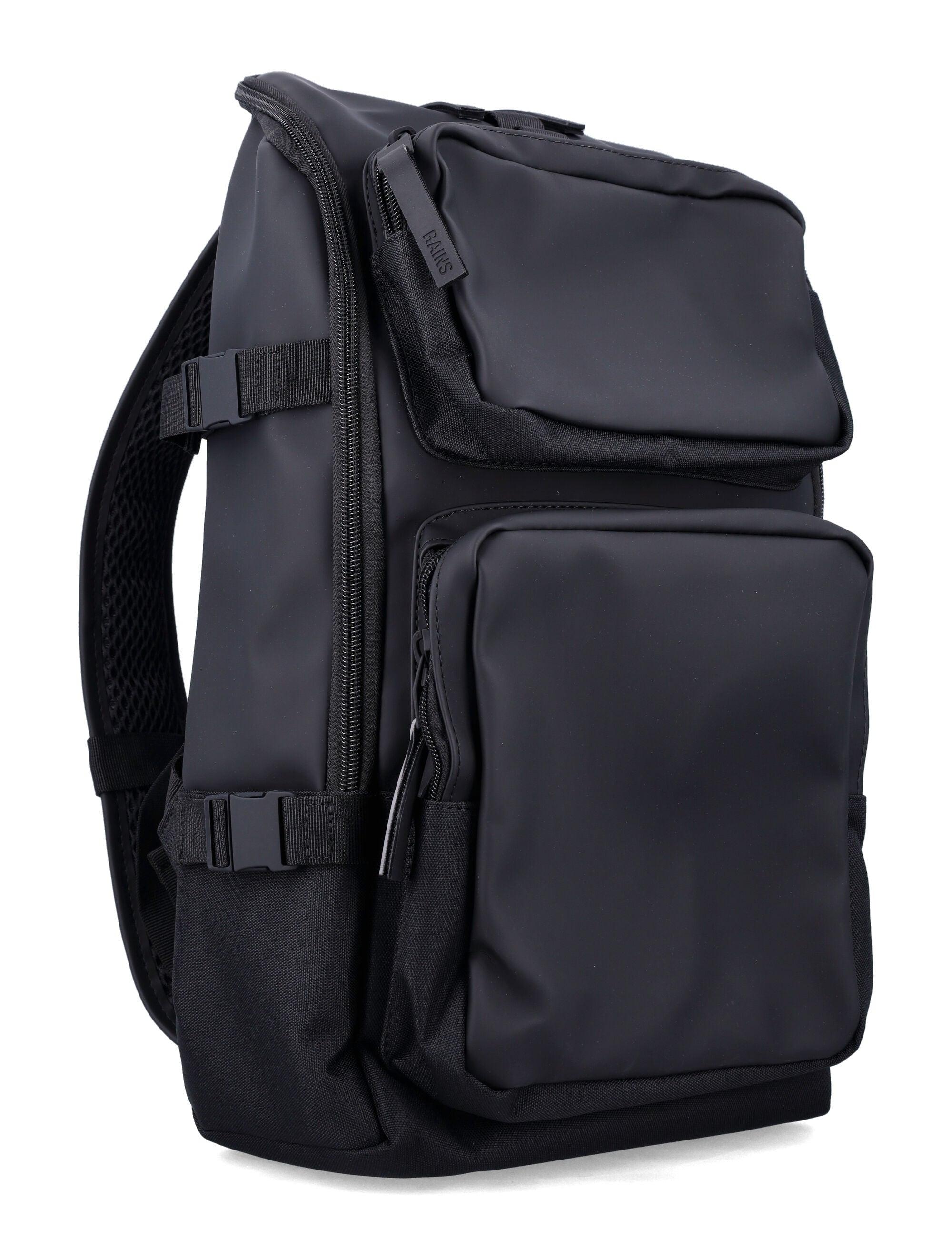 Rains Trail Cargo Waterproof Backpack Black Polyester Coating