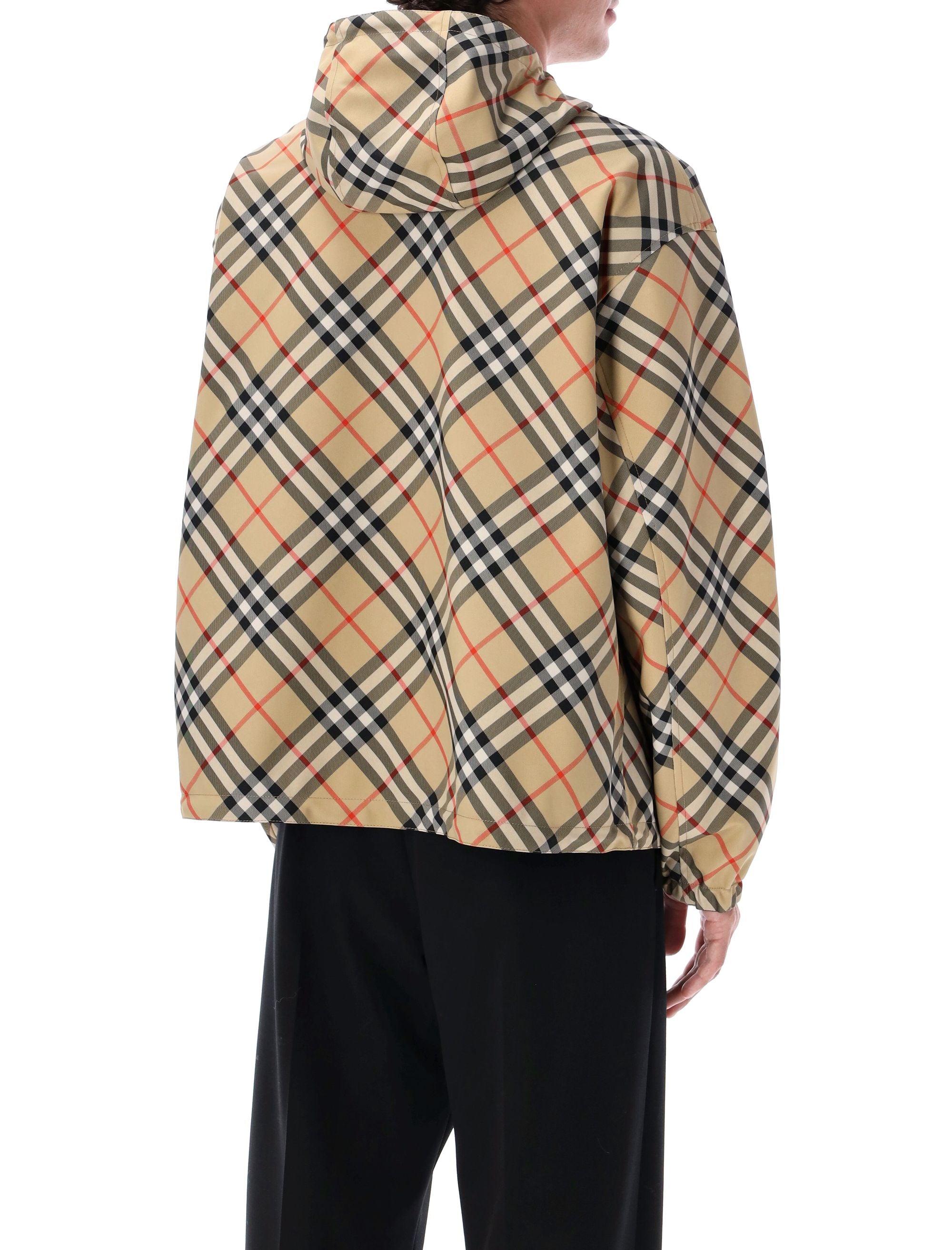 Burberry London reversible Check hooded jacket Sand Ip / Black Polyester