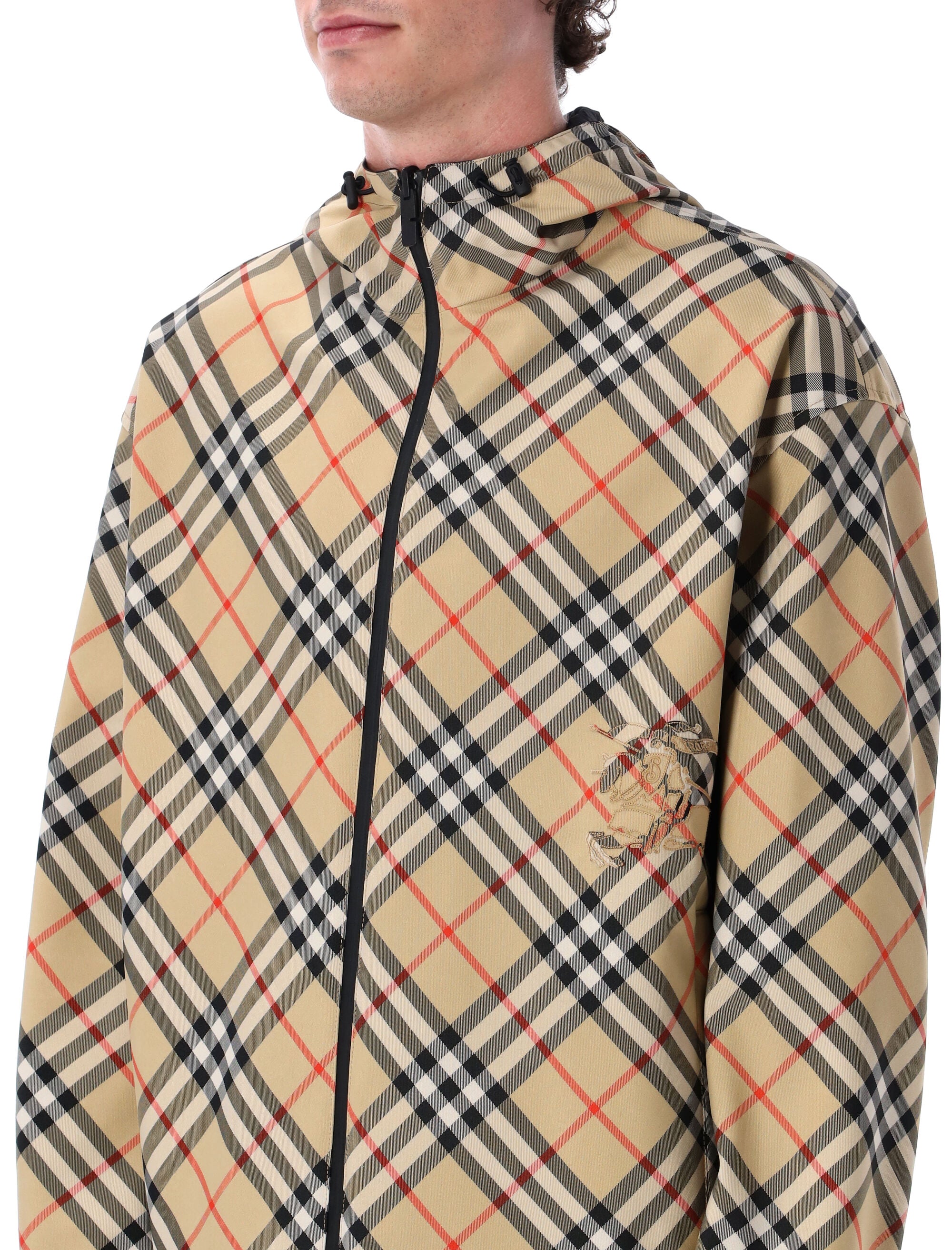 Burberry London reversible Check hooded jacket Sand Ip / Black Polyester