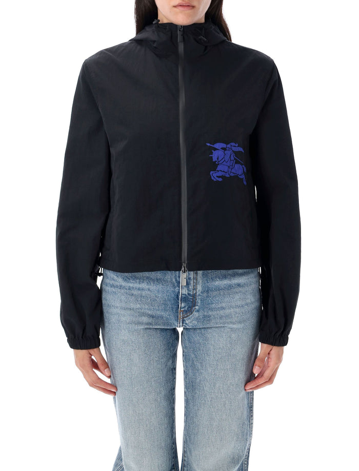 Cropped nylon hooded jacket Black Polyamide (nylon)