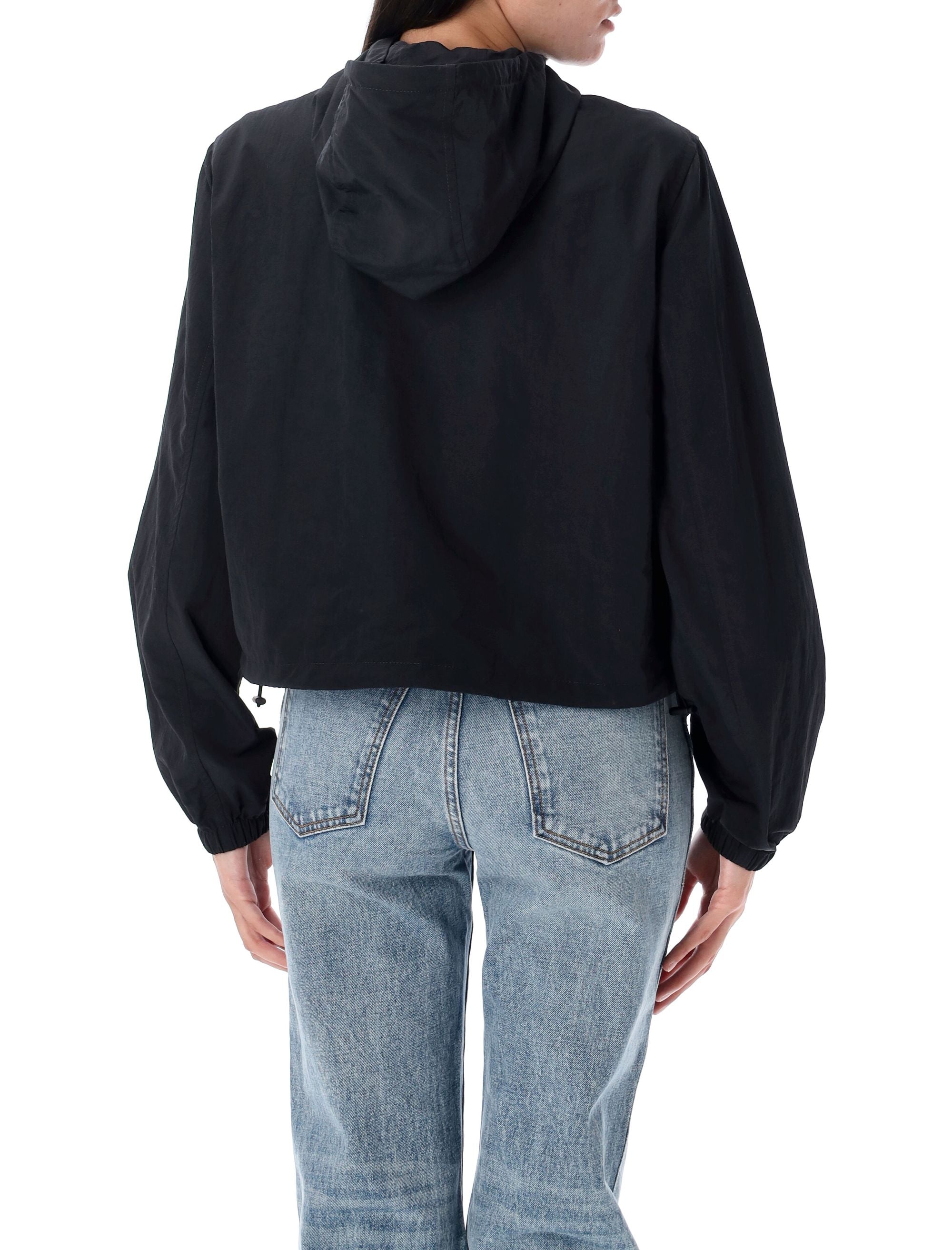 Cropped nylon hooded jacket Black Polyamide (nylon)