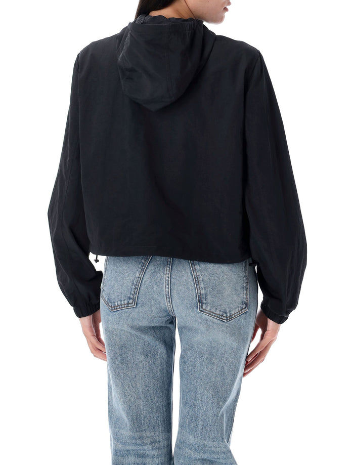 Cropped nylon hooded jacket Black Polyamide (nylon)
