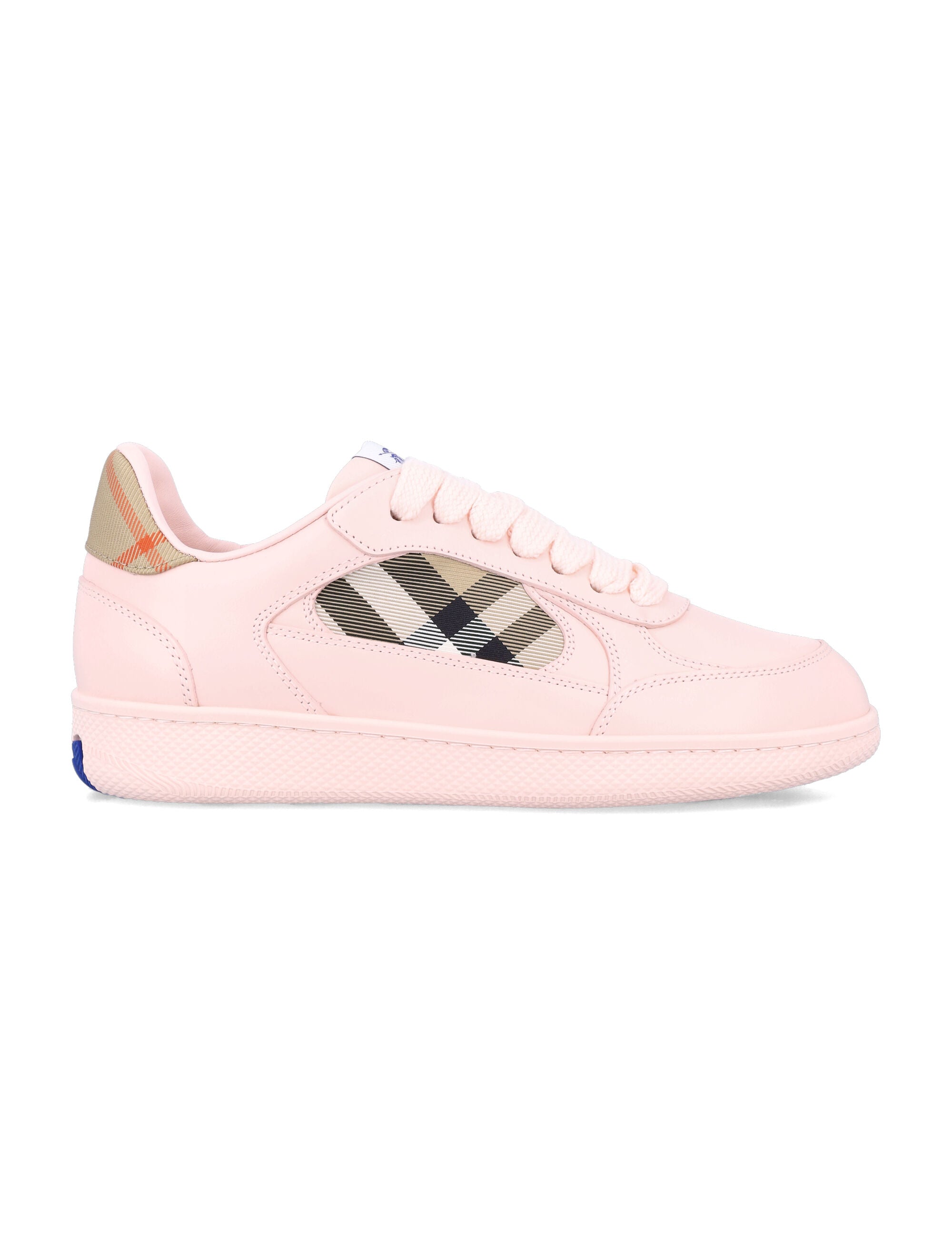 Burberry London Leather and Check Terrace Womens Sneakers Flora/ Sand Ip Chk Calf Grain