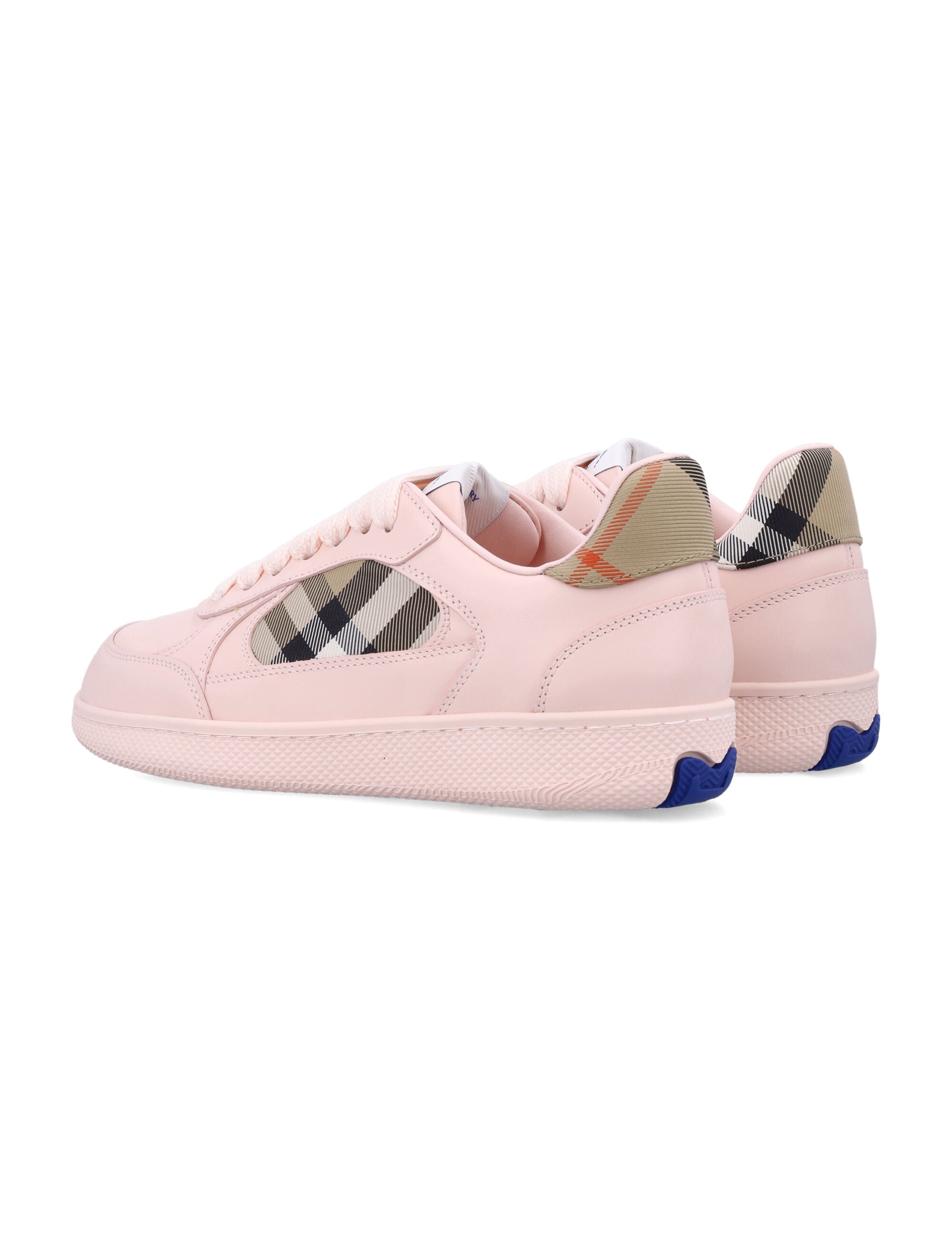 Burberry London Leather and Check Terrace Womens Sneakers Flora/ Sand Ip Chk Calf Grain