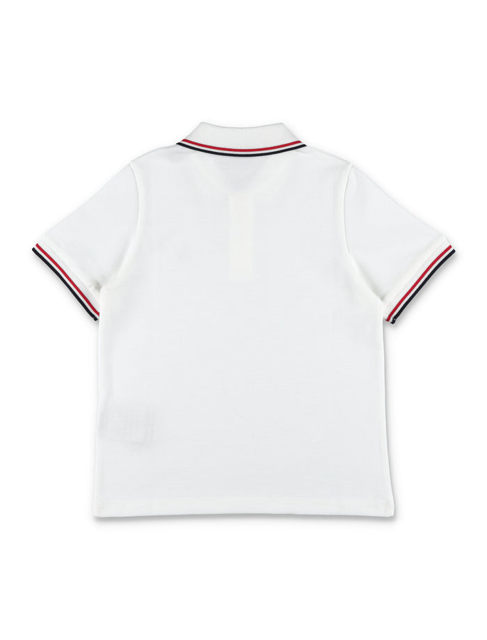 Kid - Tricolour-trimmed cotton piquet polo shirt White T-shirt