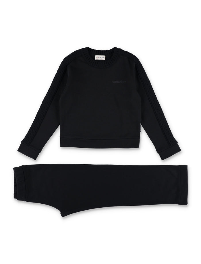 Kid - Wool-trimmed cotton tracksuit set Black Details