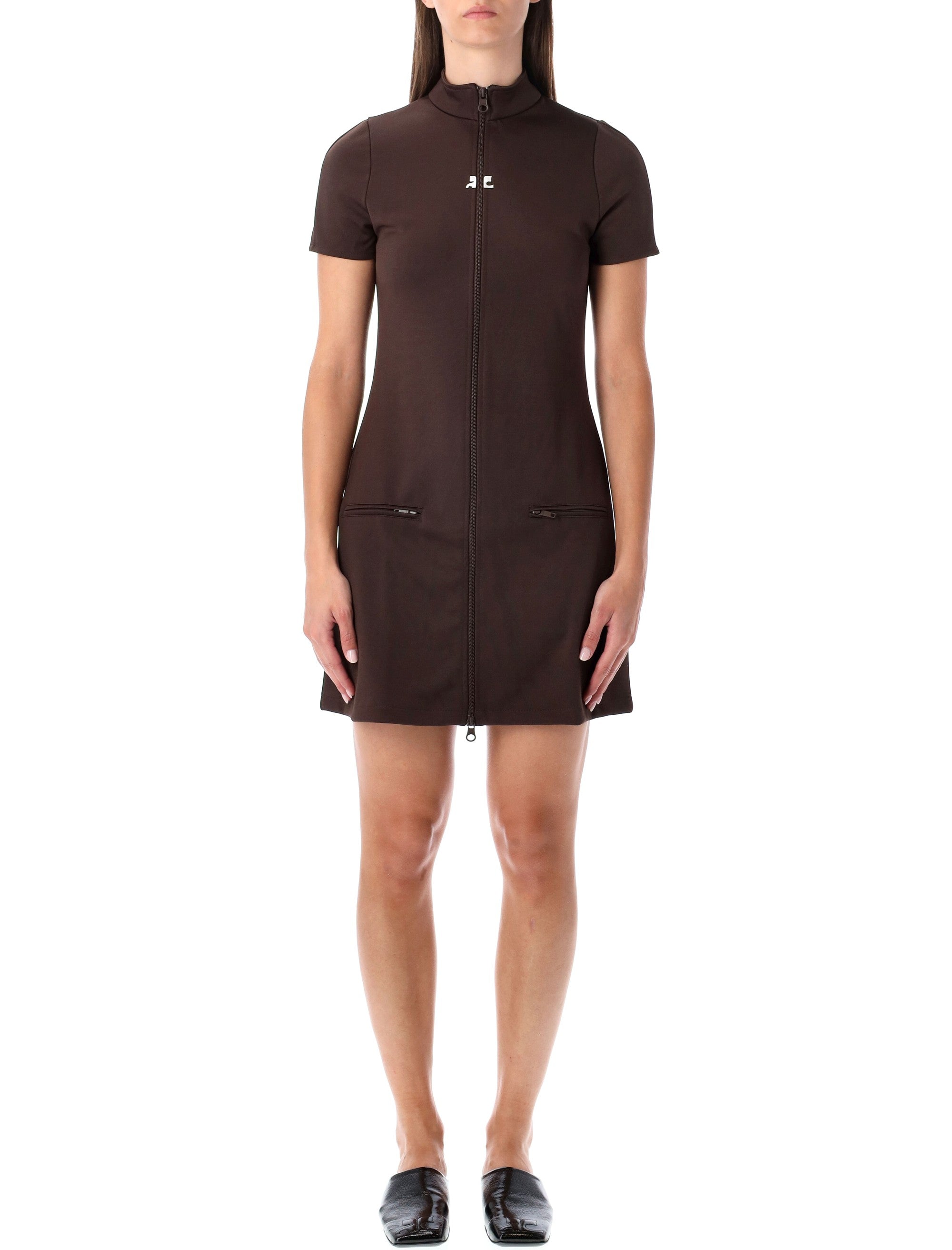 Courrèges brown interlock tracksuit mini dress Chocolate Polyester