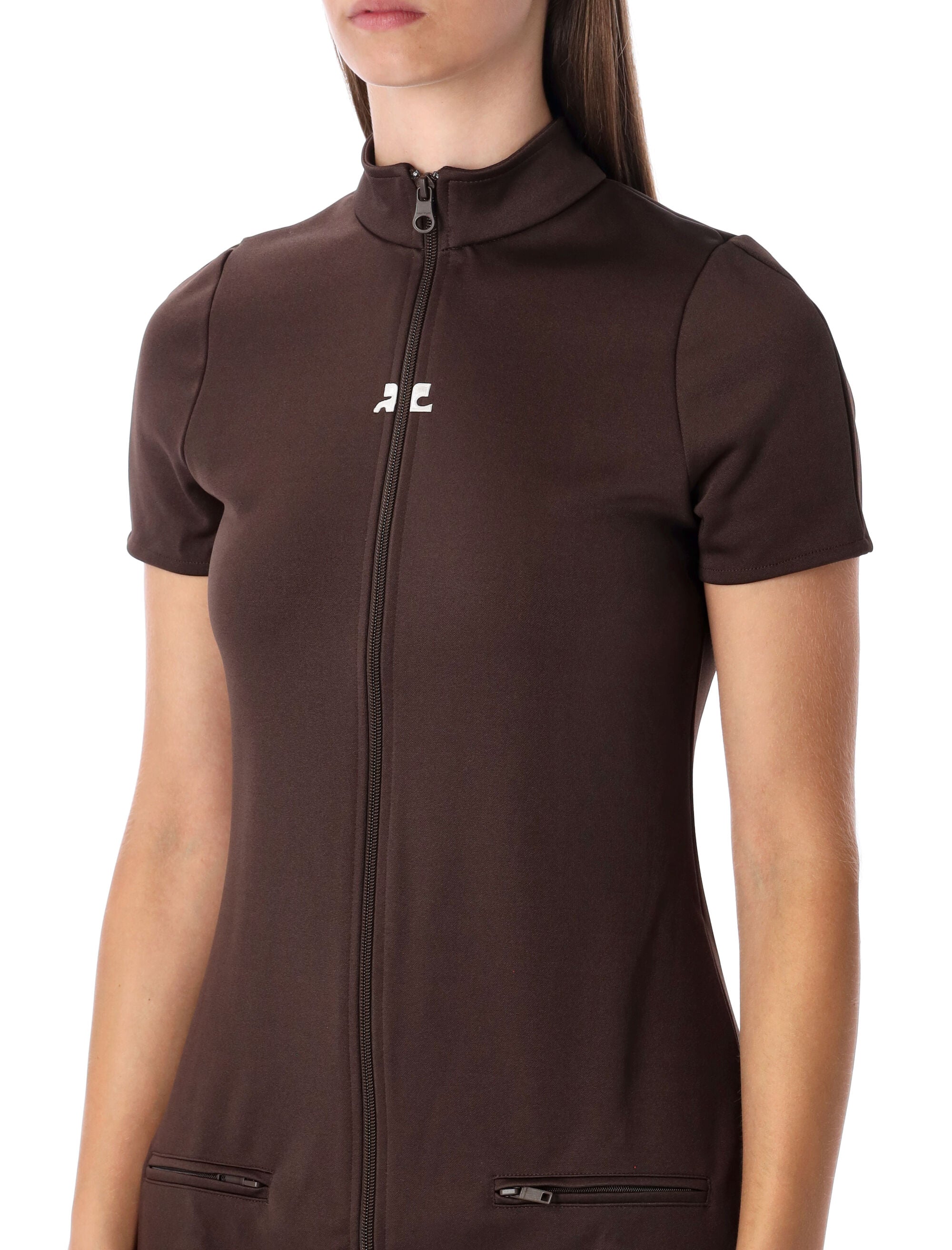 Courrèges brown interlock tracksuit mini dress Chocolate Polyester