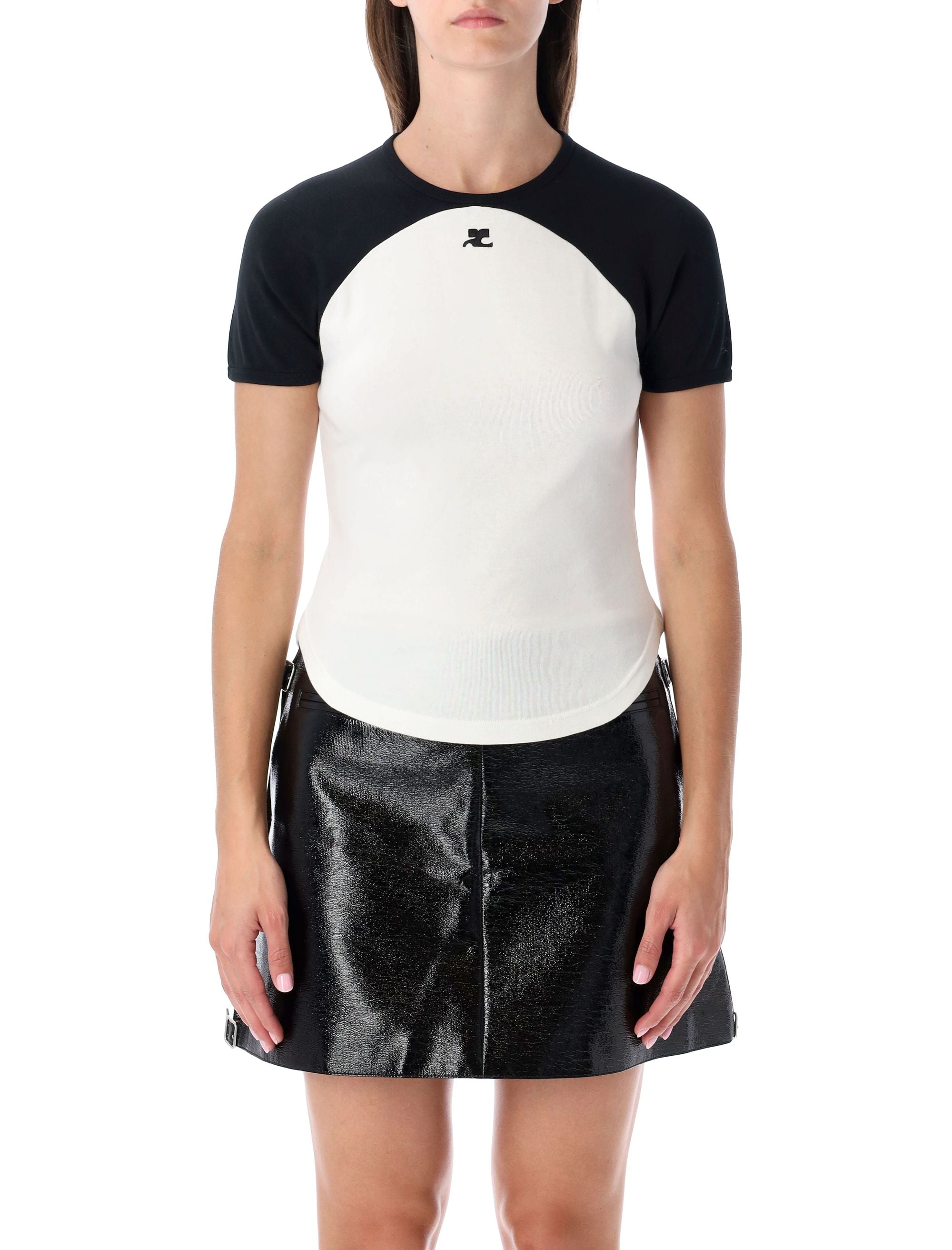 Courrèges circle contrast cotton T-shirt Heritage White/black Tshirt