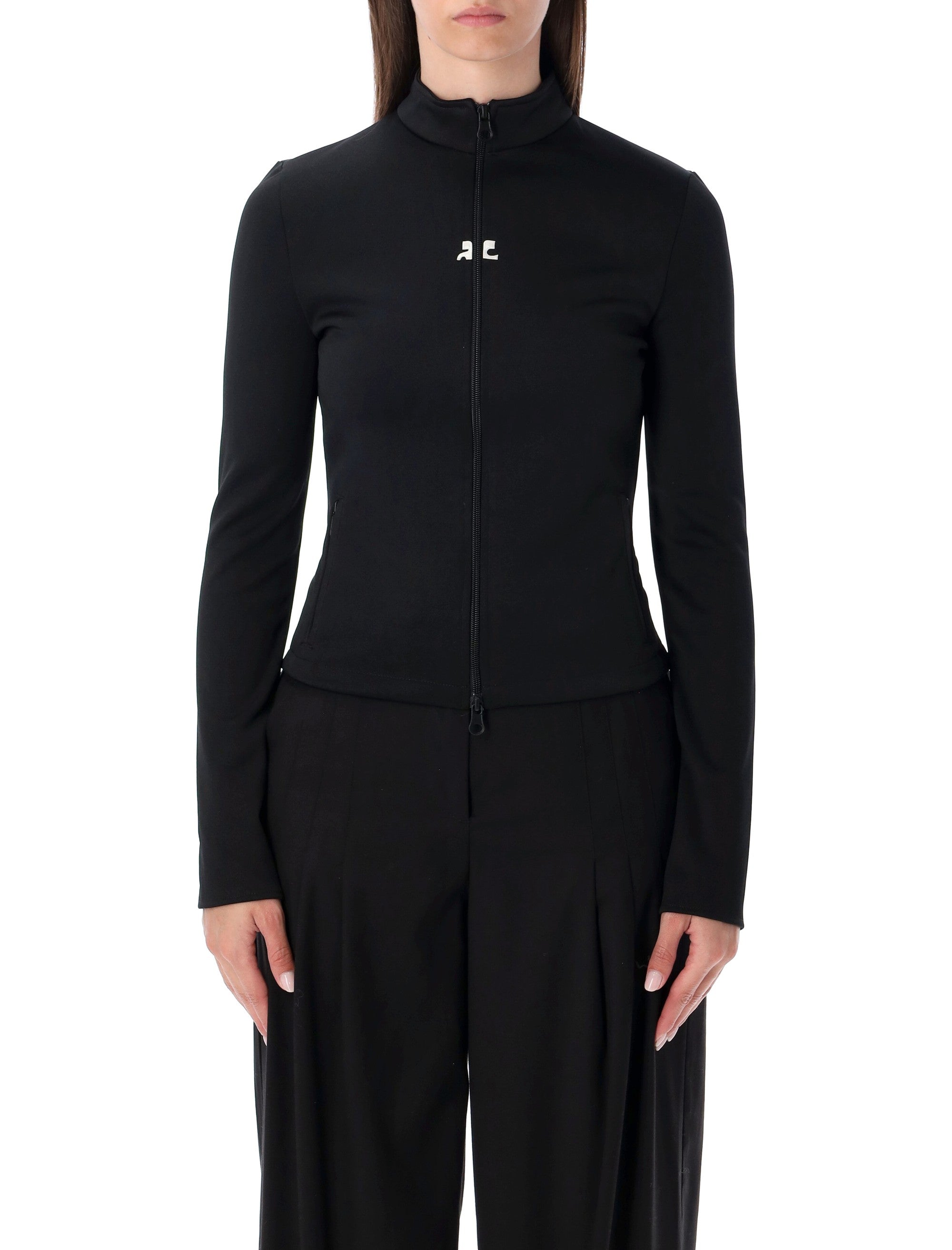Courrèges jersey zip jacket Black Polyester Sweatshirt