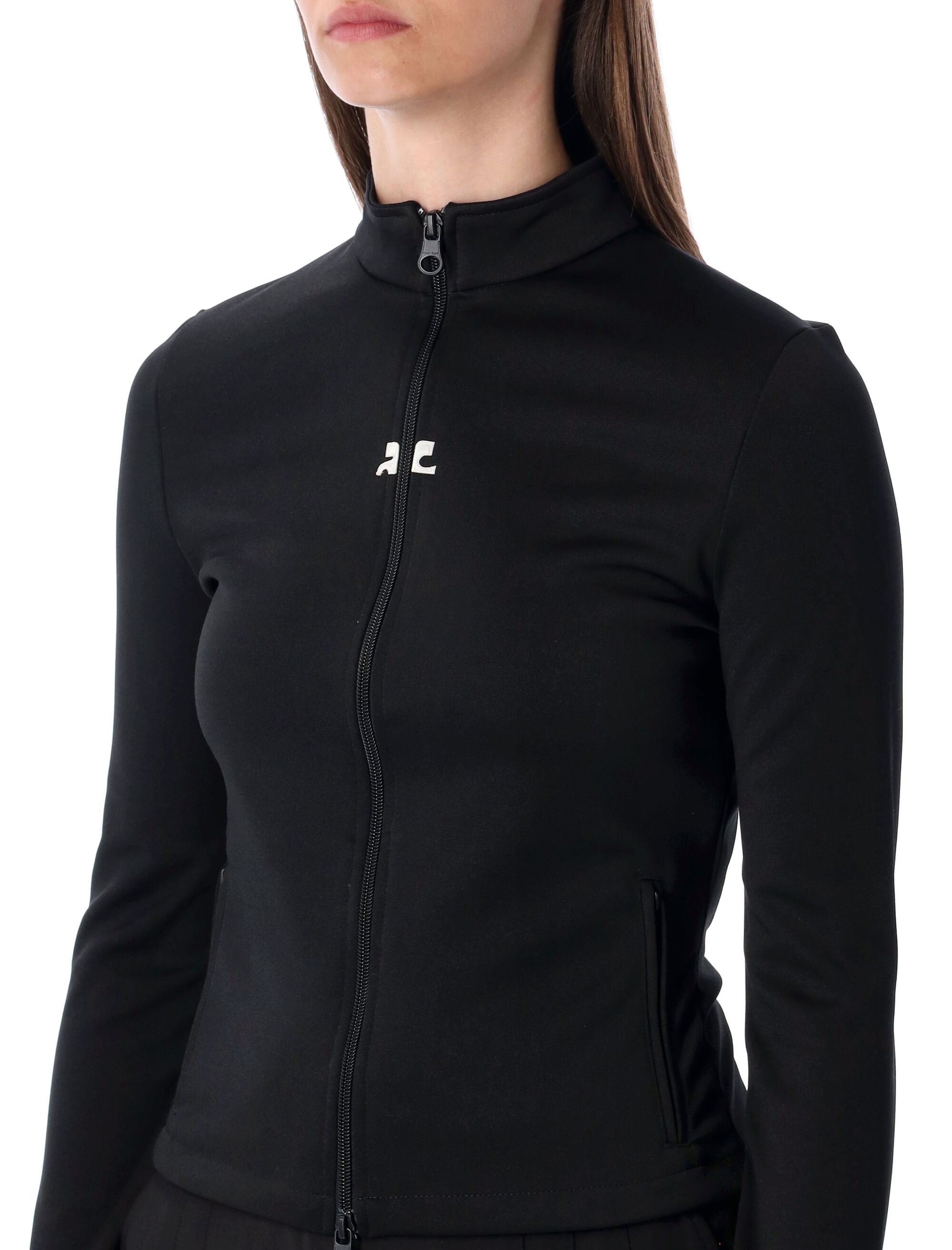 Courrèges jersey zip jacket Black Polyester Sweatshirt