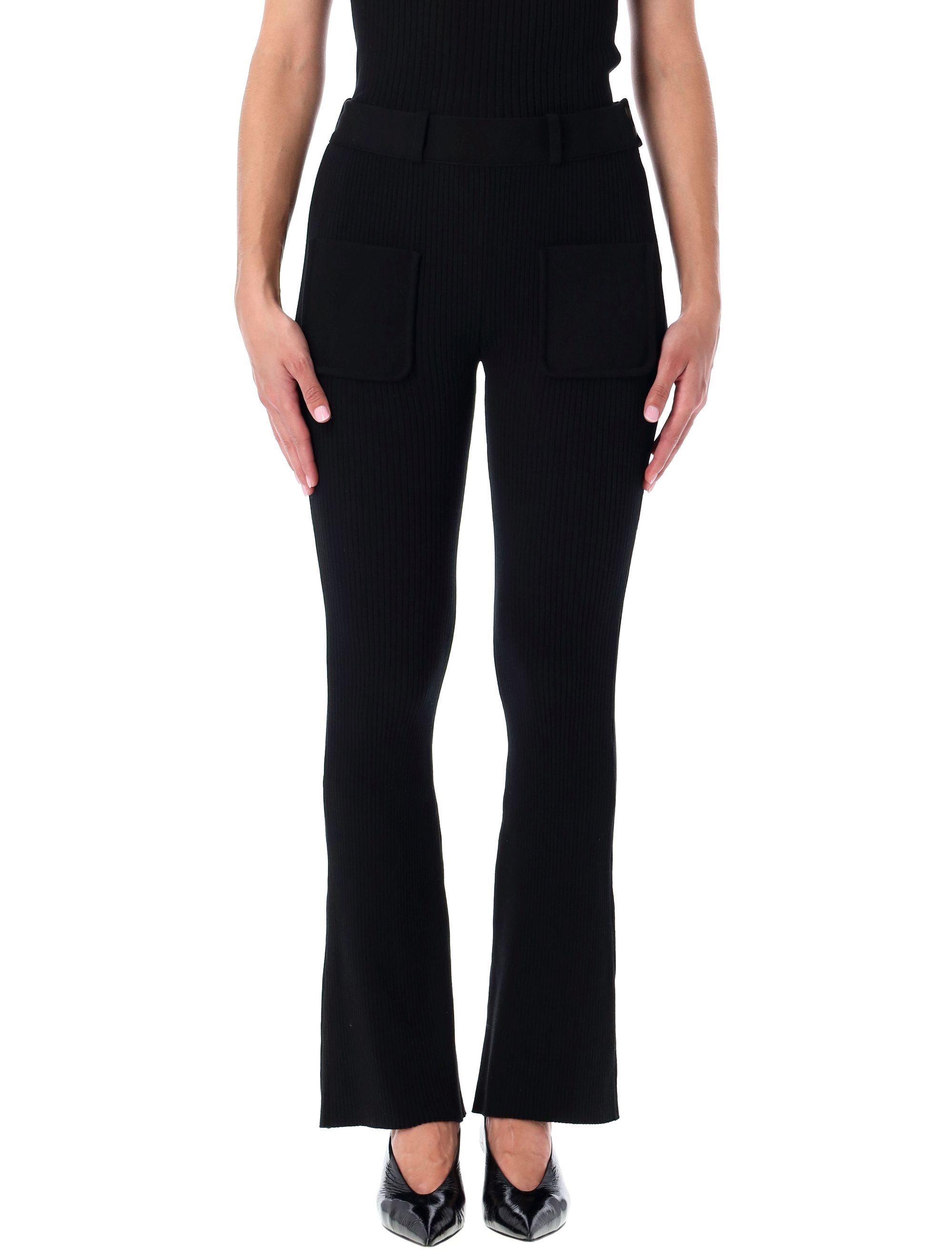 Courrèges black rib-knit pants with pockets Viscose