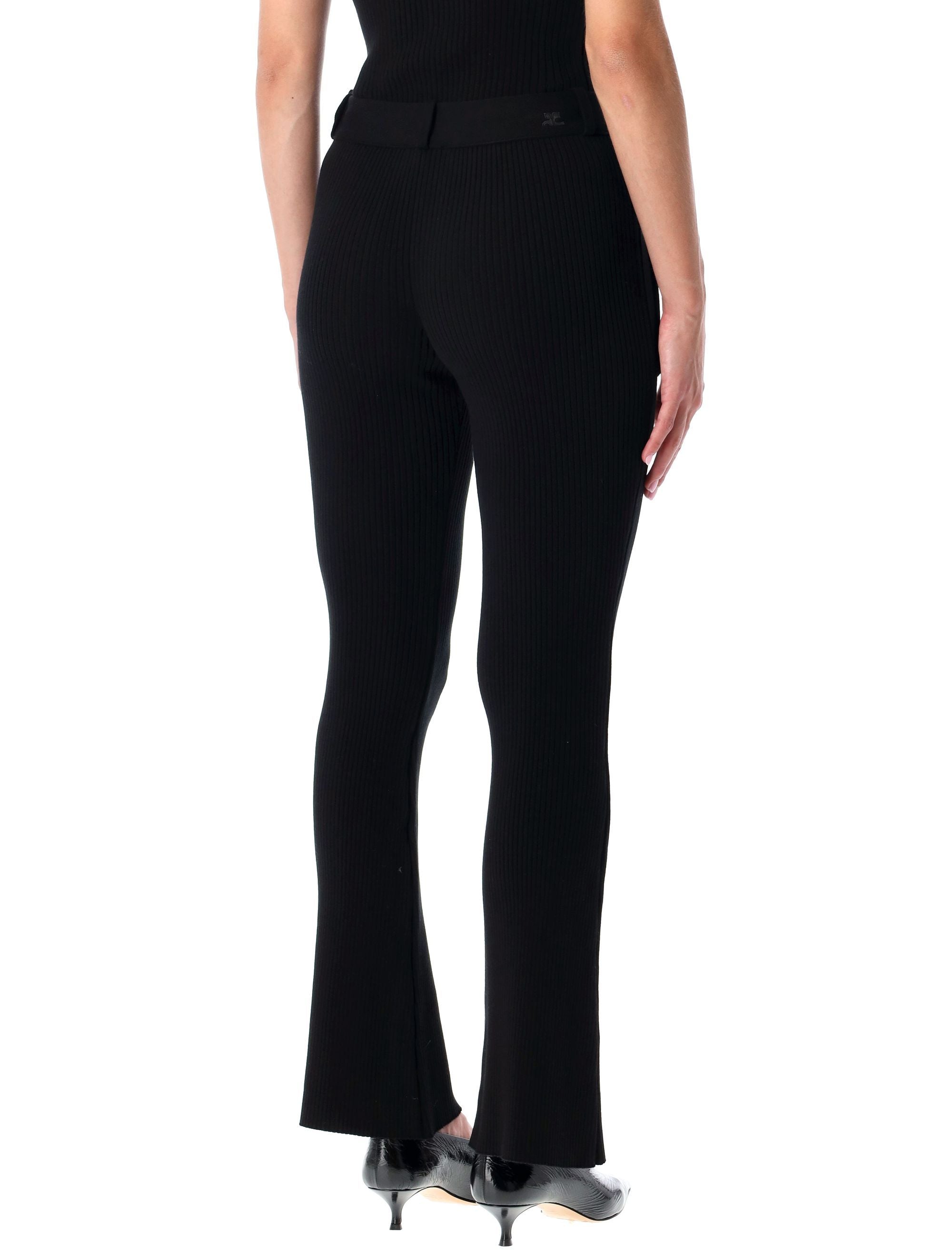 Courrèges black rib-knit pants with pockets Viscose