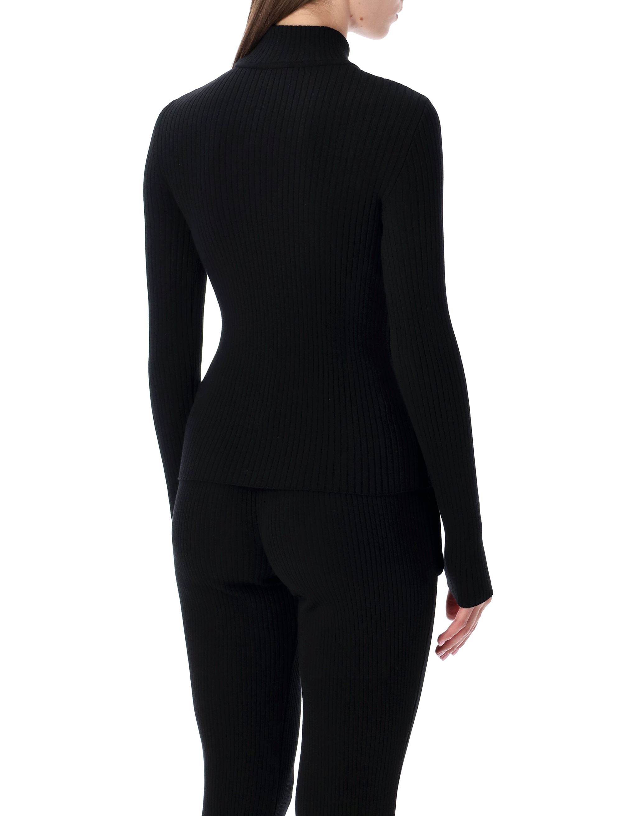 Courrèges Rib Knit Mock Neck Sweater Black Viscose