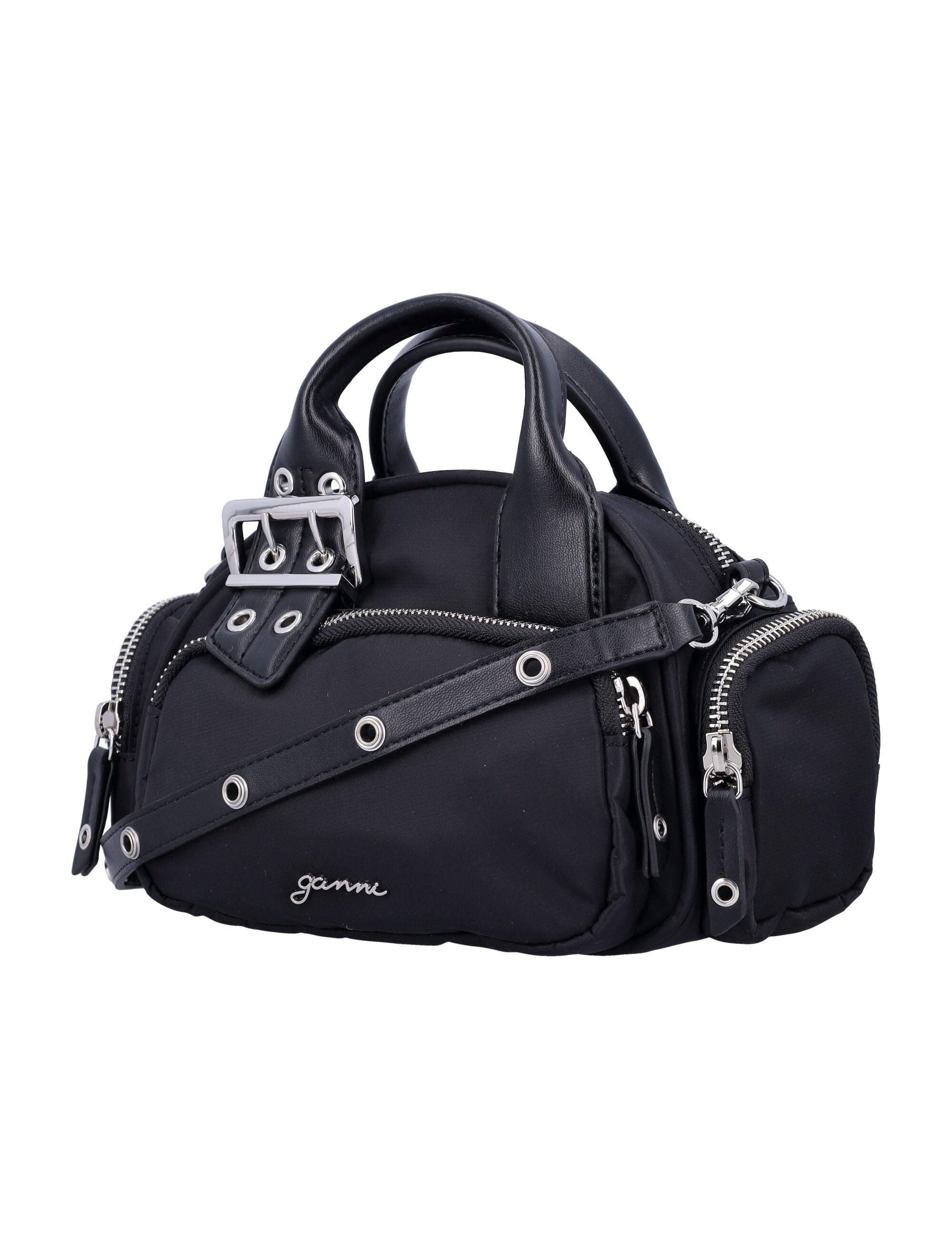 Mini Polochon bag Black Recycled Nylon Shoulder