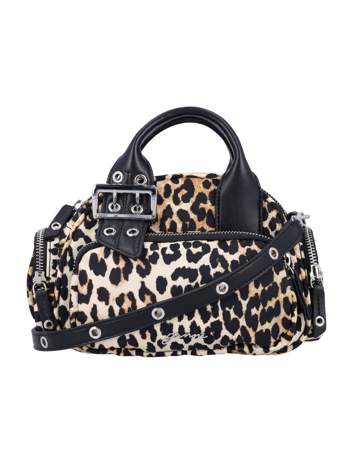 Leopard Mini Polochon bag Print Recycled Nylon Shoulder