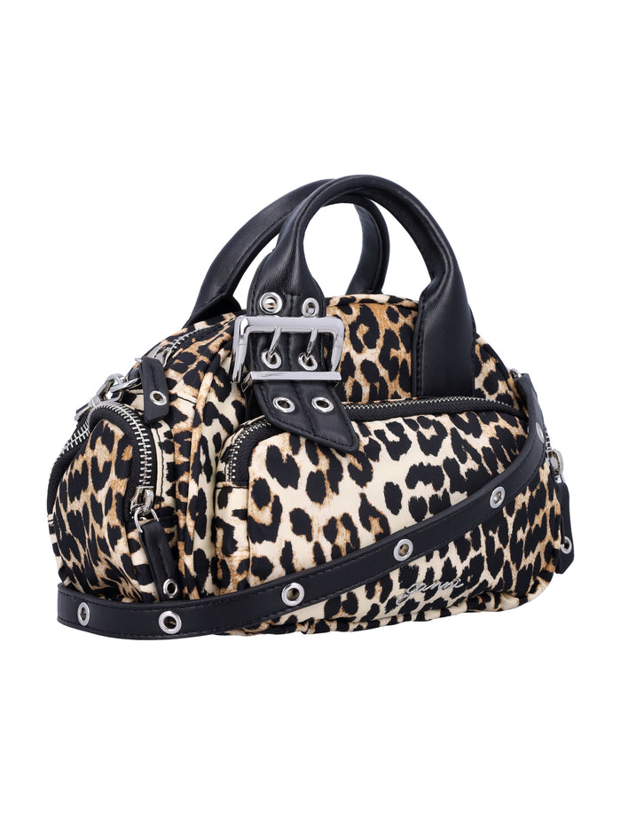 Leopard Mini Polochon bag Print Recycled Nylon Shoulder