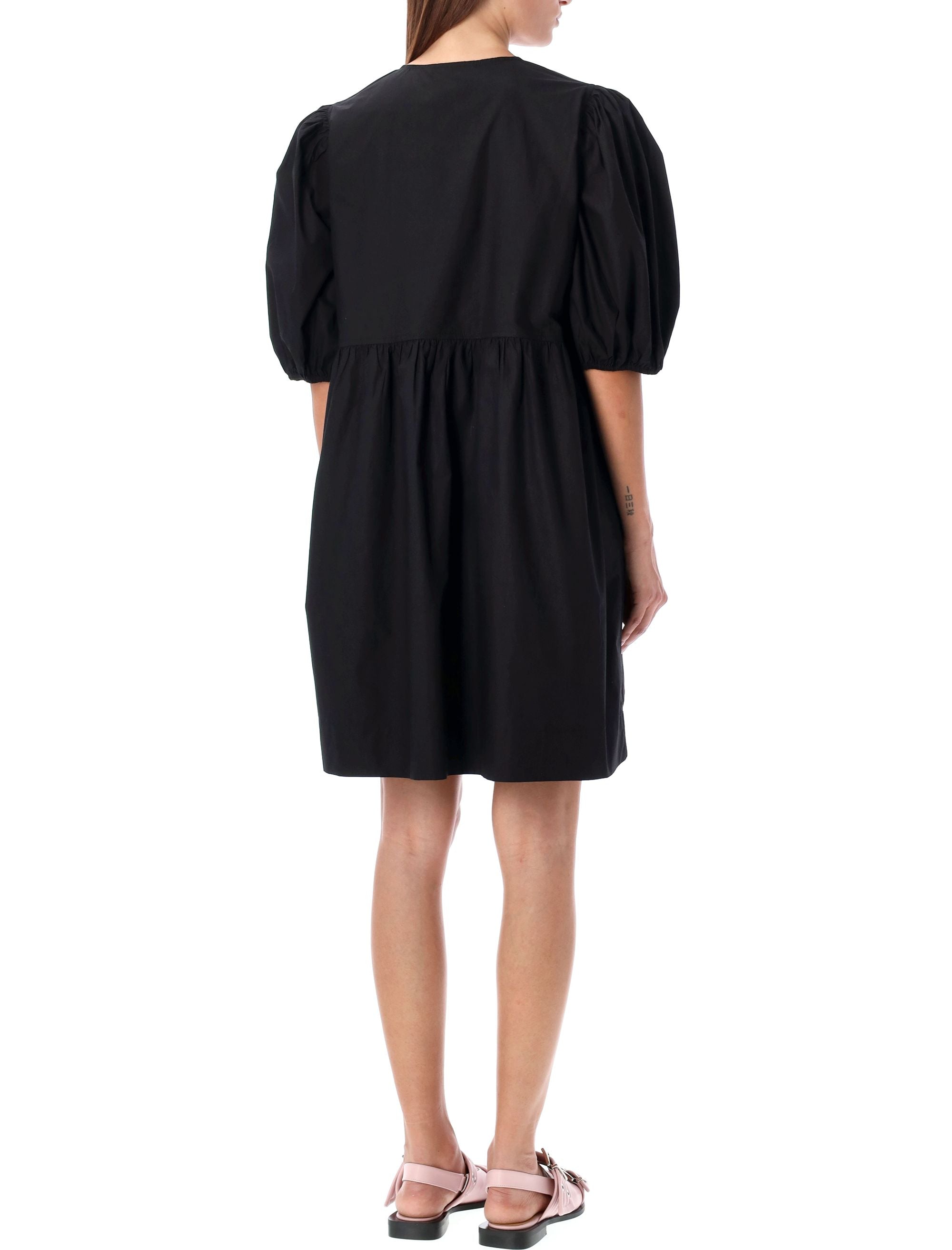 Tie string mini dress Black Organic Cotton