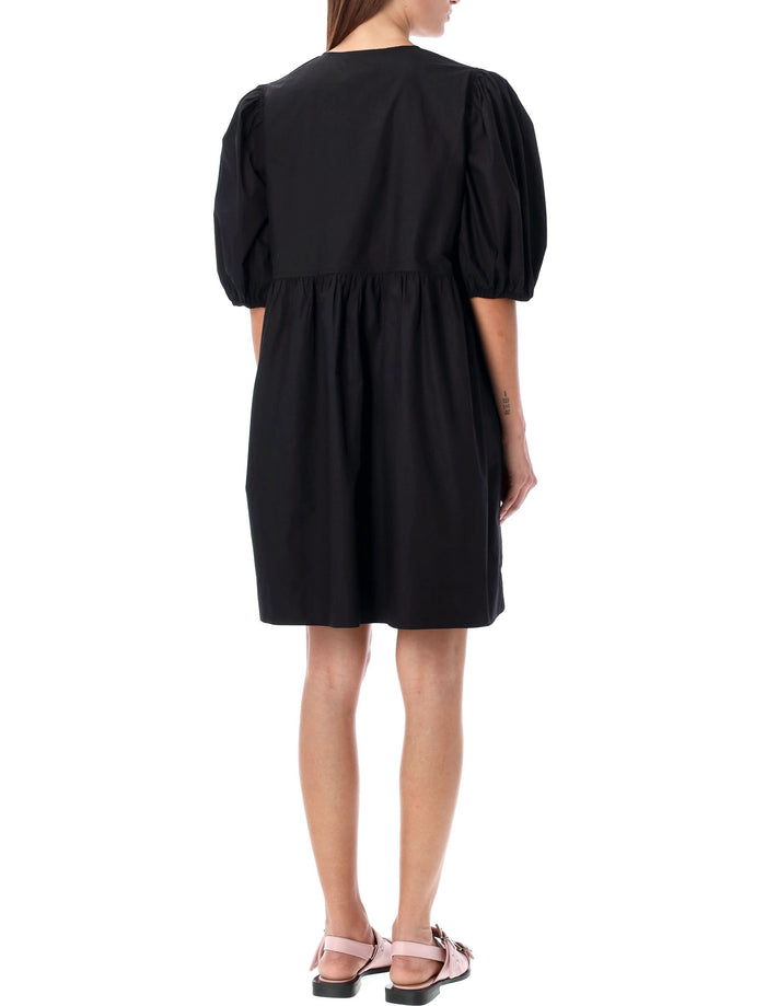 Tie string mini dress Black Organic Cotton