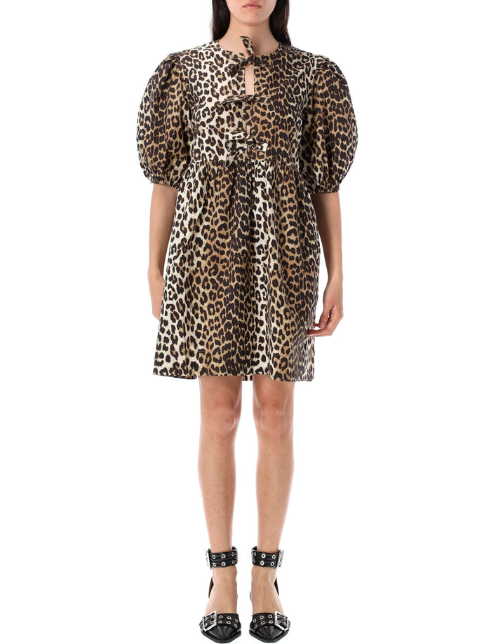 Leopard tie string mini dress Organic Cotton