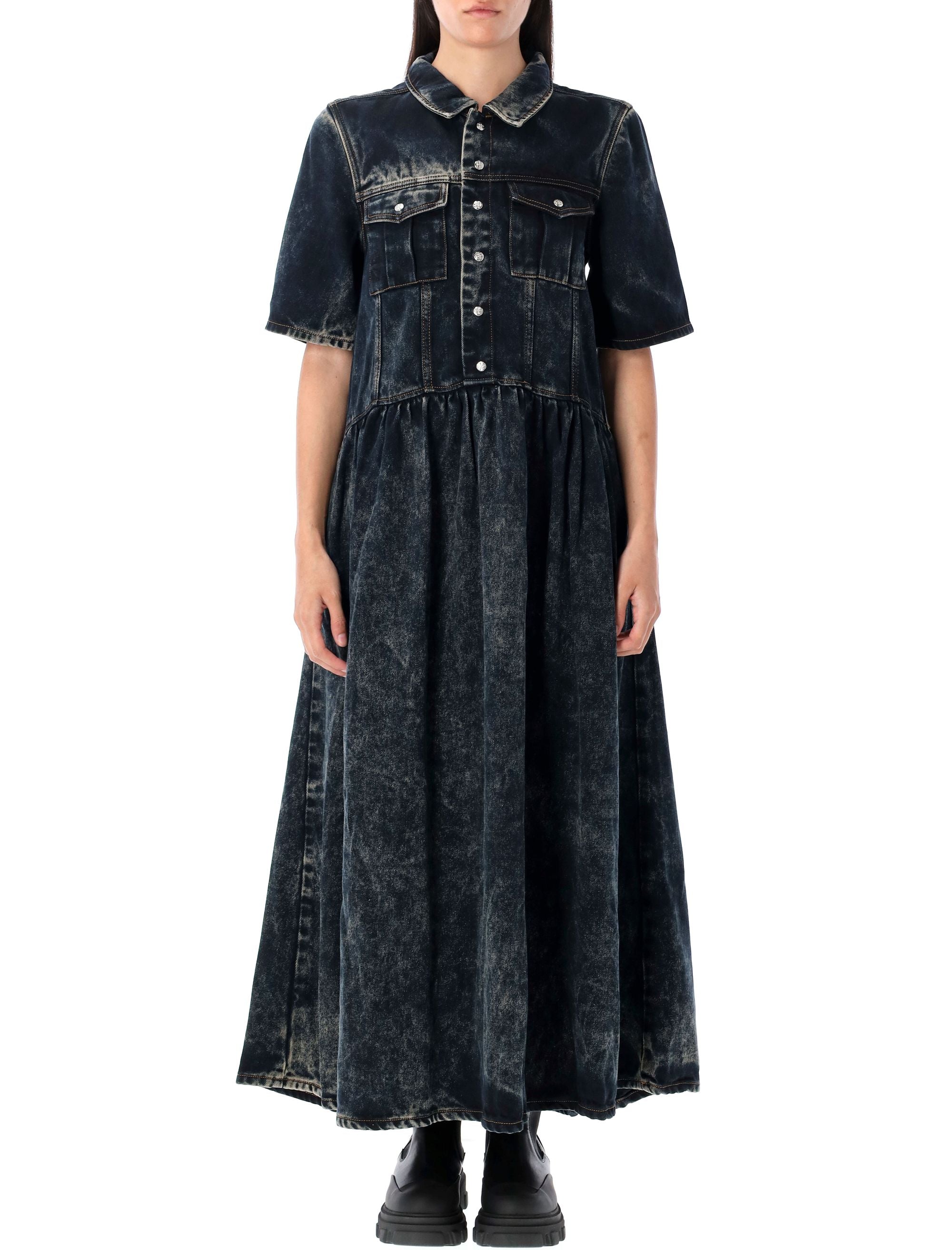 Washed denim maxi dress Black Tencel ™ Lyocell