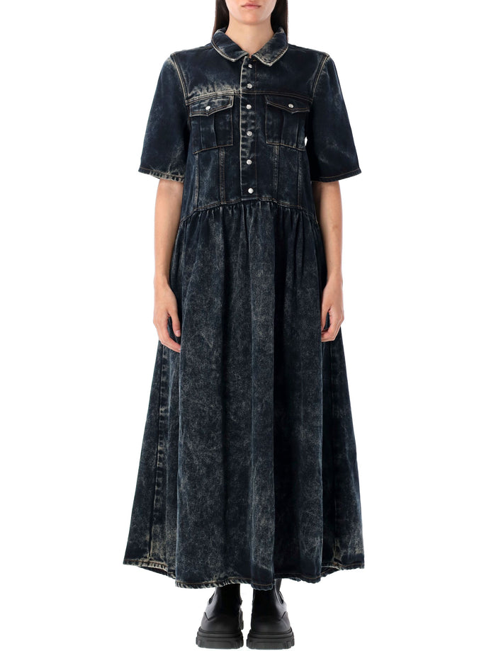 Washed denim maxi dress Black Tencel ™ Lyocell