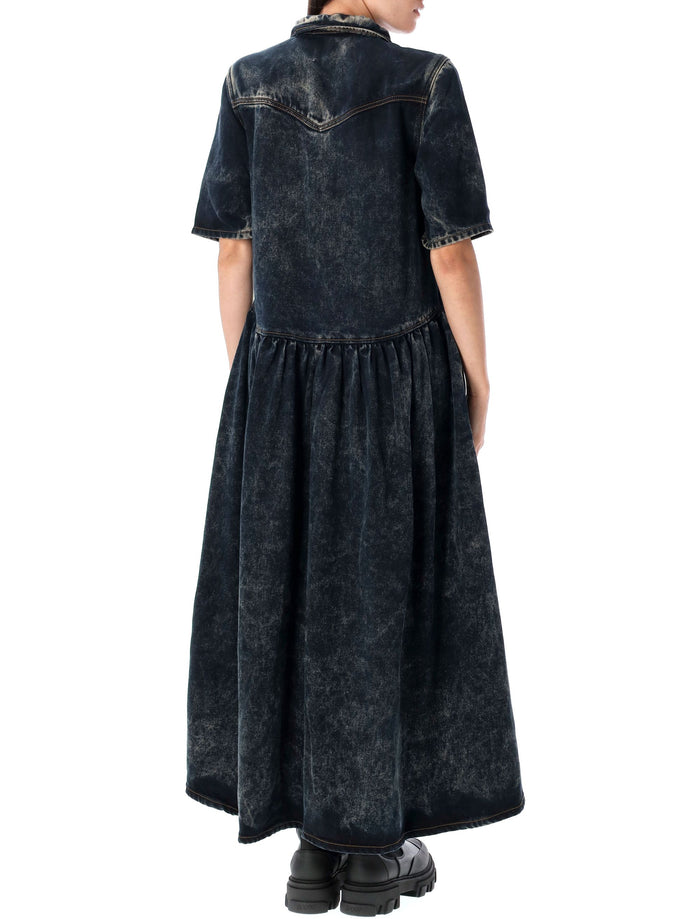 Washed denim maxi dress Black Tencel ™ Lyocell