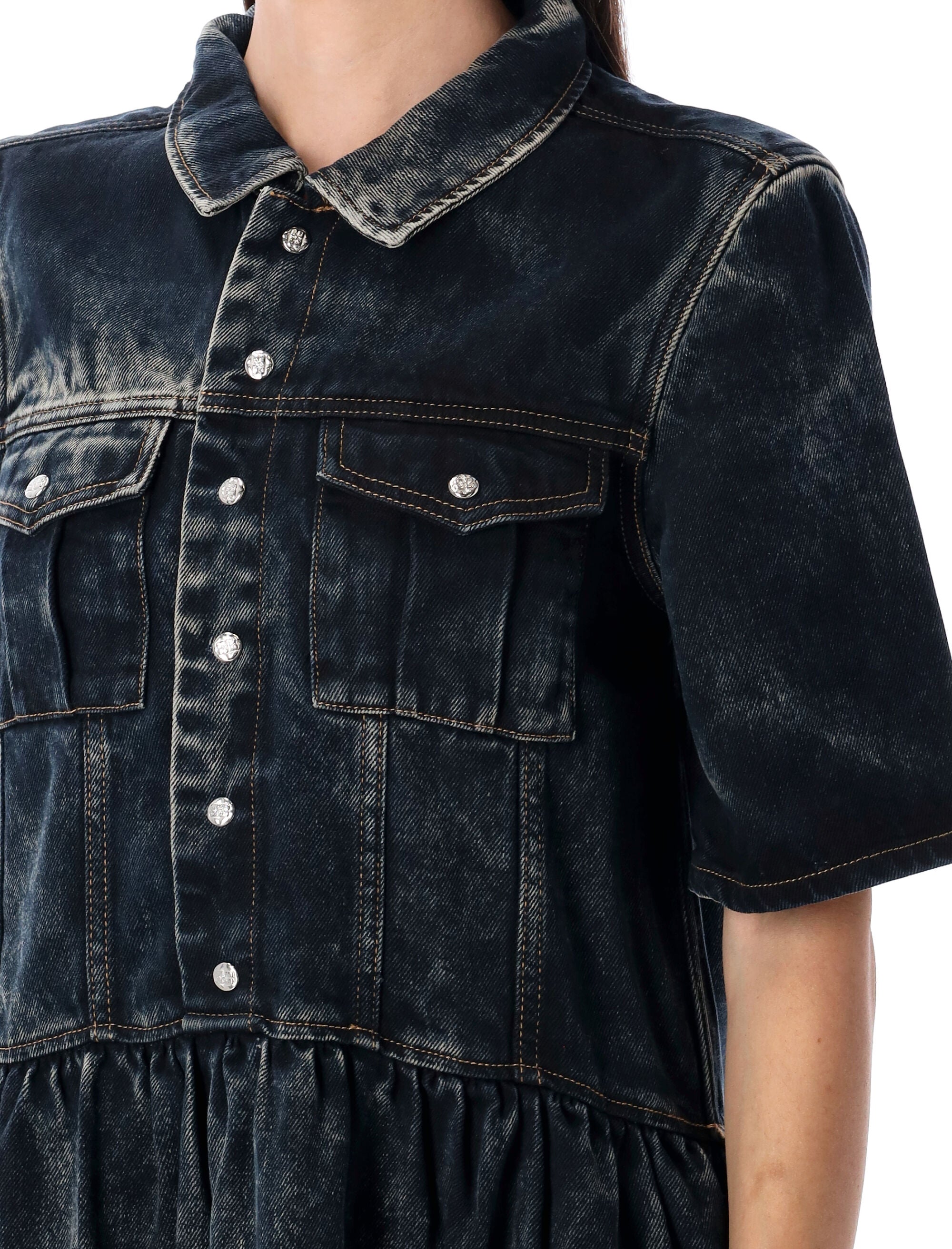 Washed denim maxi dress Black Tencel ™ Lyocell