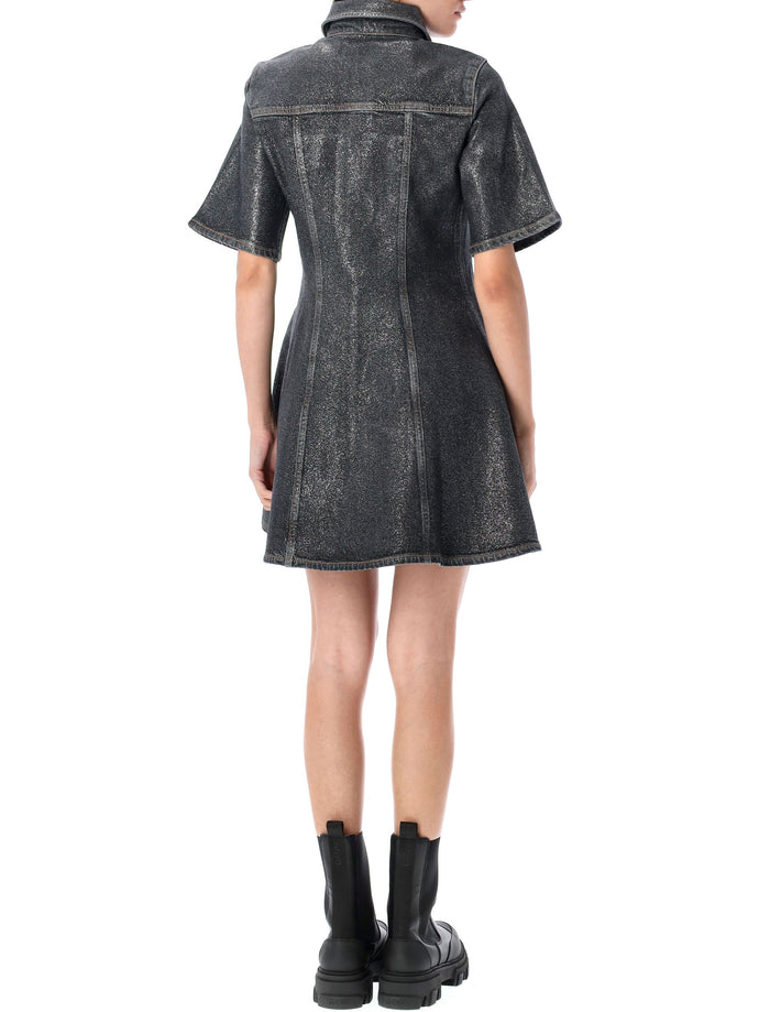 Shimmery Foil denim mini dress Washed Black Organic Cotton