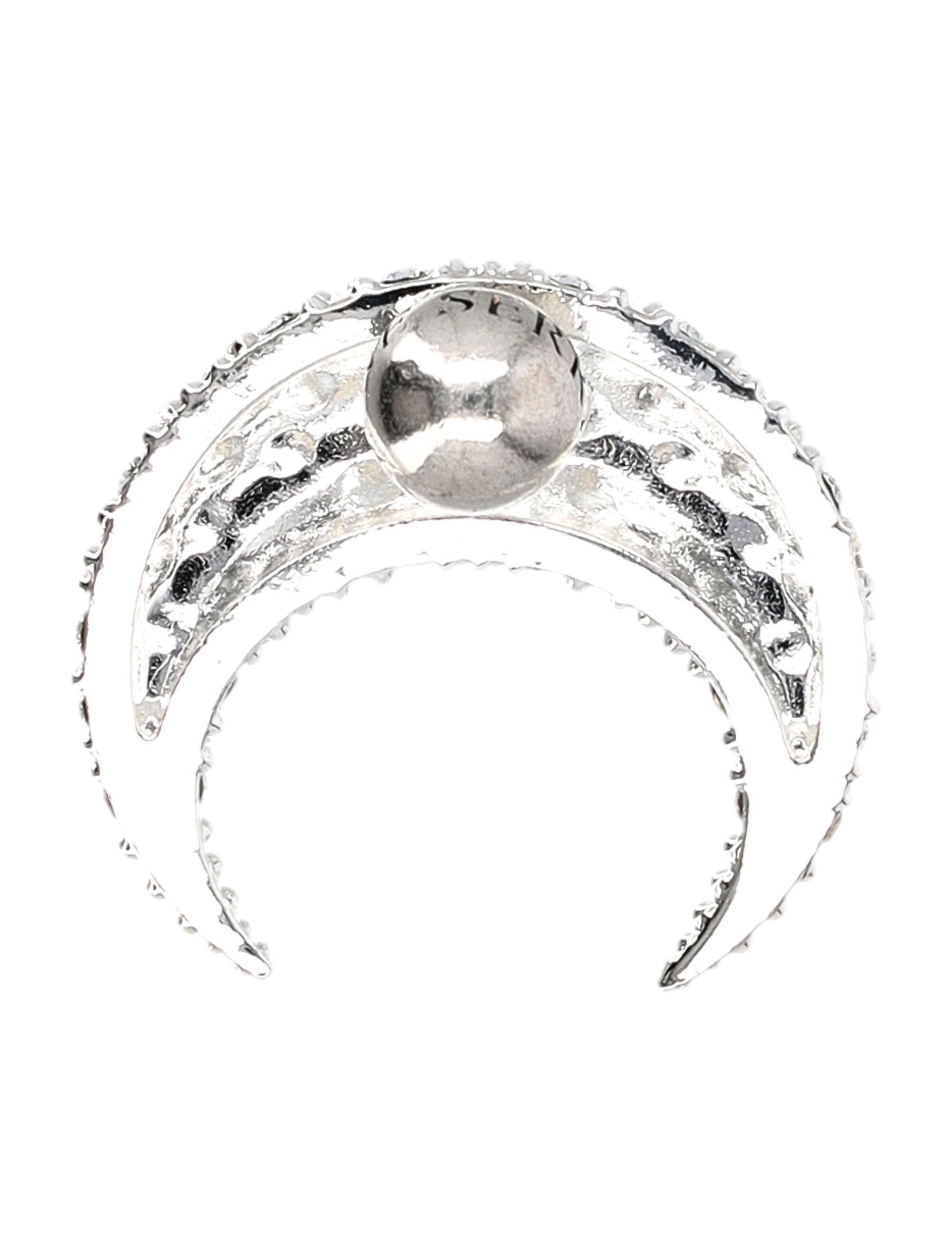 Moon Strass Large Earring Silver Tin Earrings