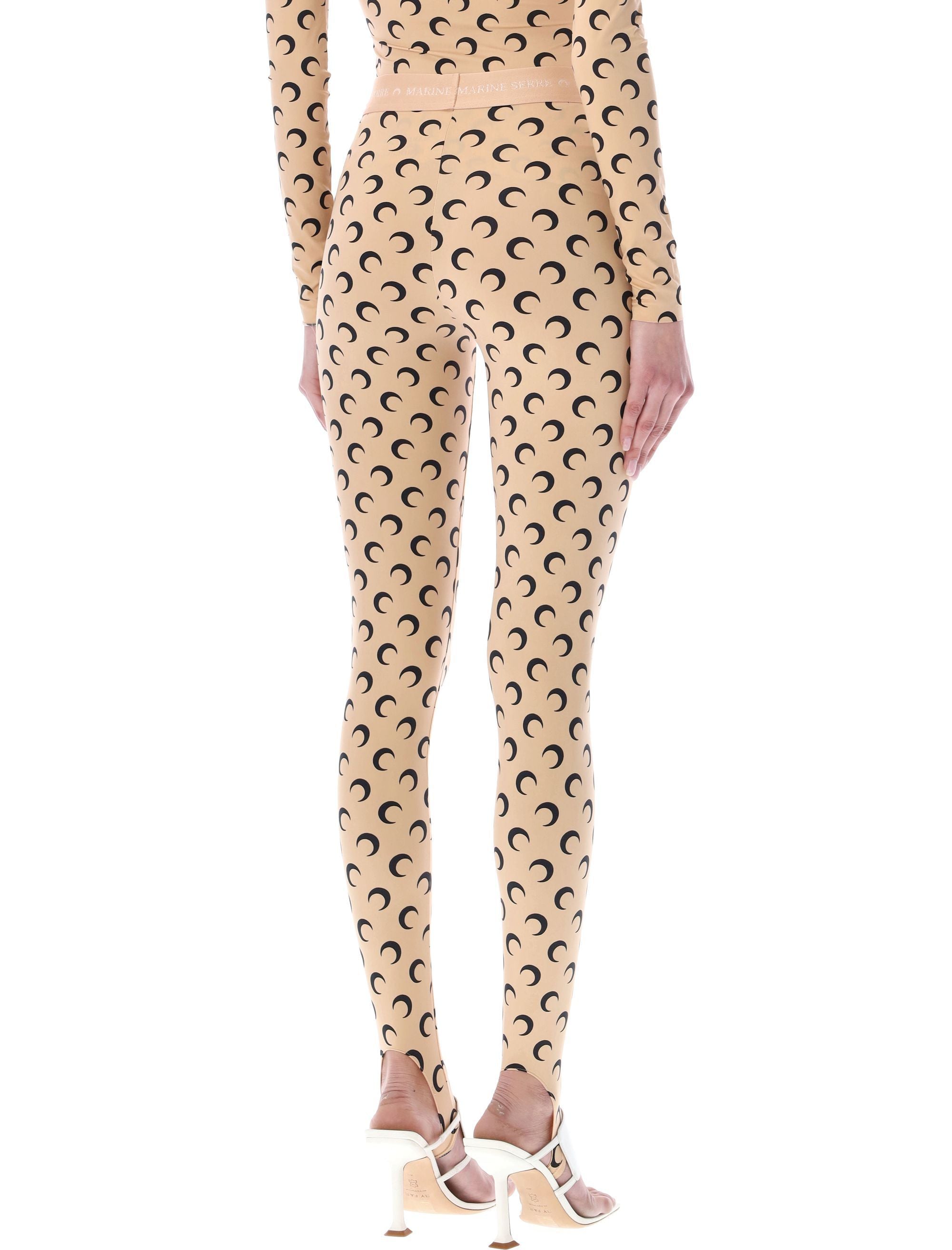 Marine Serre all-over Moon print leggings Tan Black Polyamide