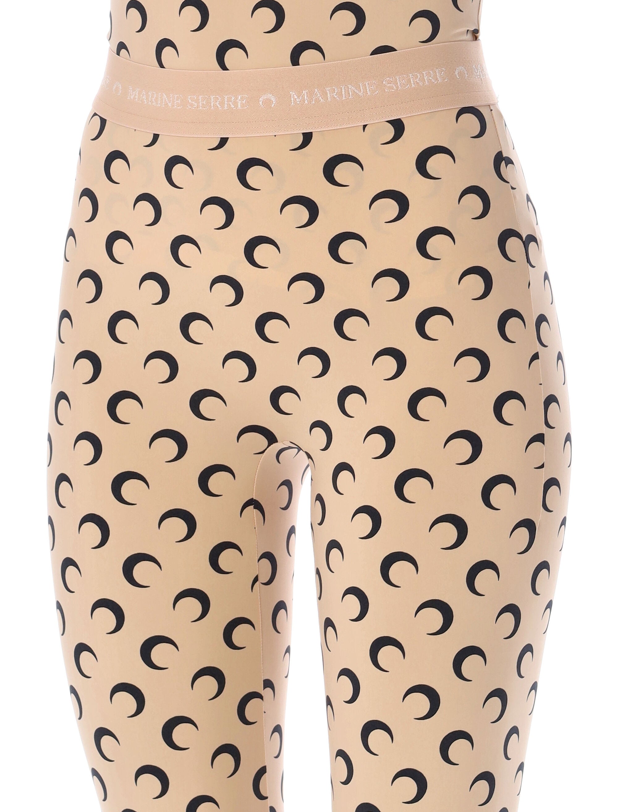 Marine Serre all-over Moon print leggings Tan Black Polyamide